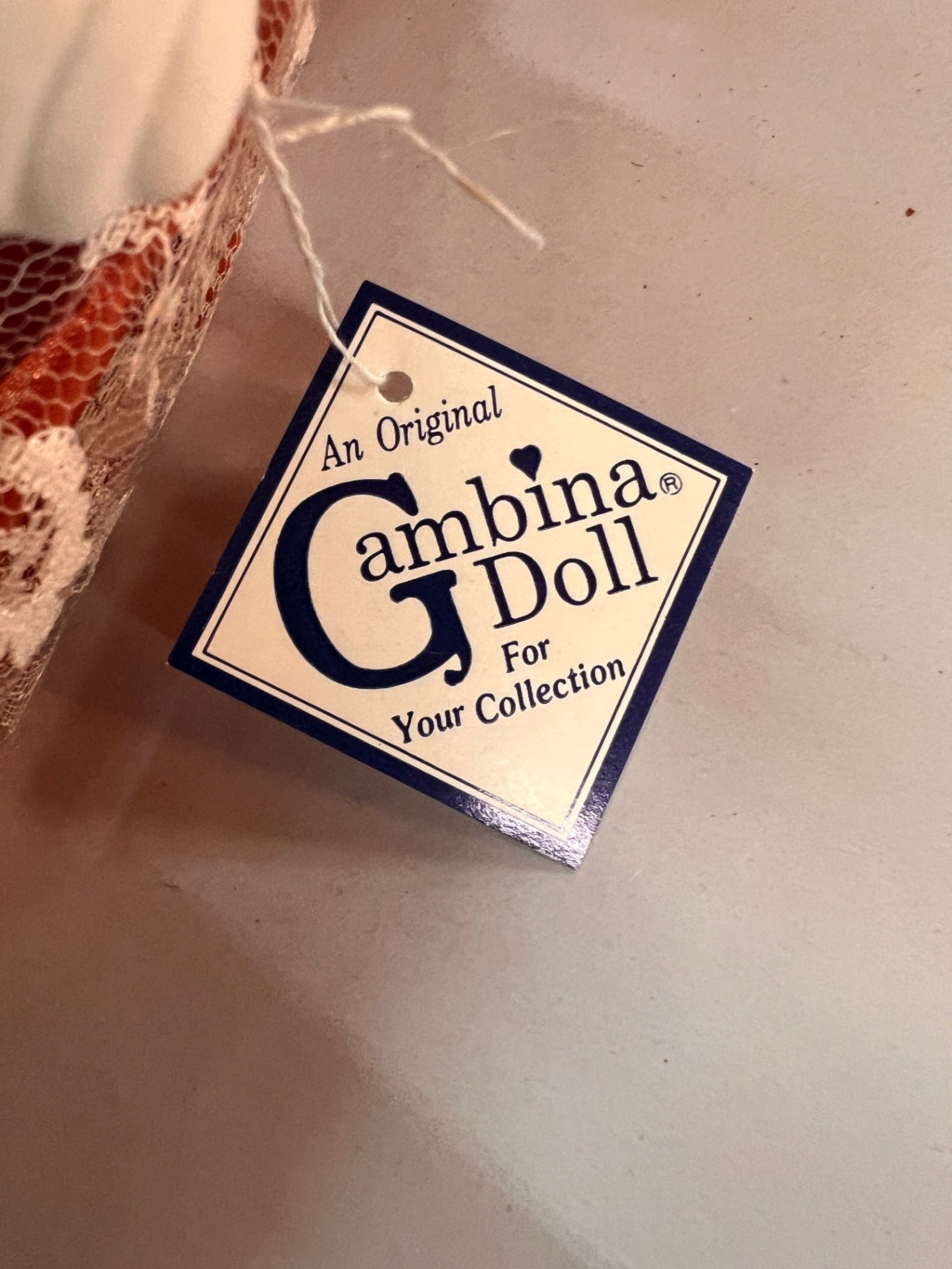 Vintage Gambina Porcelain Harlequin Jester Doll with Original Tag