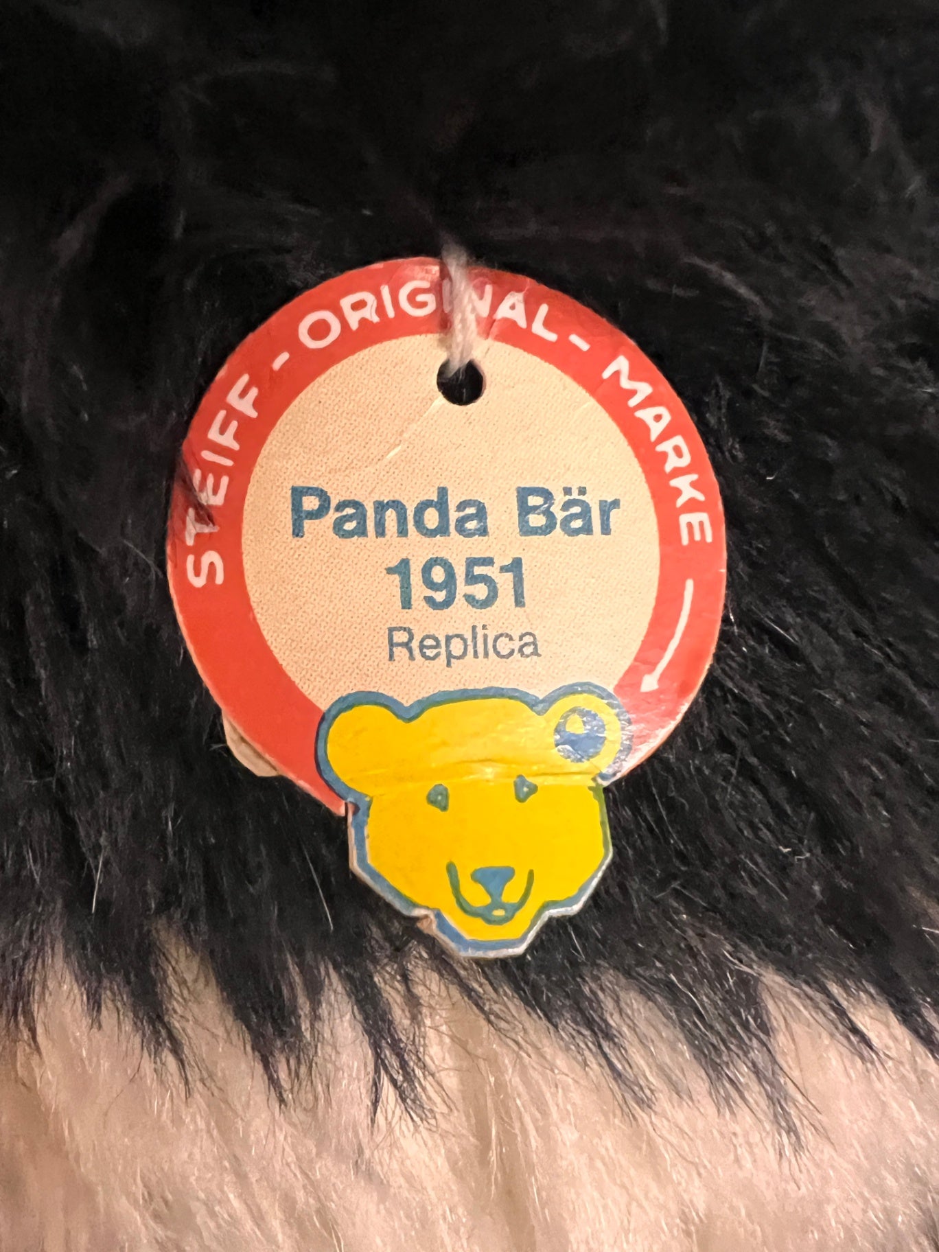 Steiff Panda Bär 1951 Replica Teddy Bear #408835 Made in Germany with Button & Tag