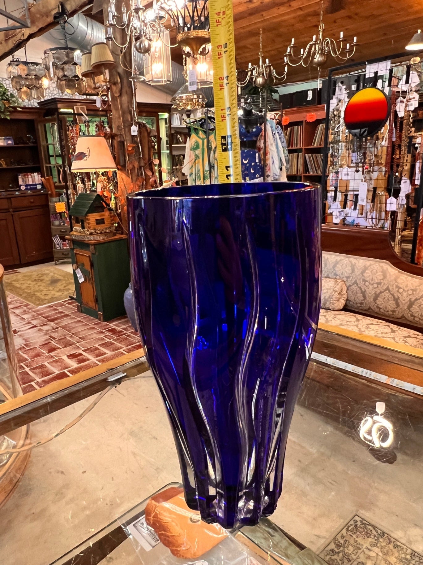 Nachtmann Cobalt Blue Lead Crystal Vase – Large German Art Glass Faceted Vase 12"