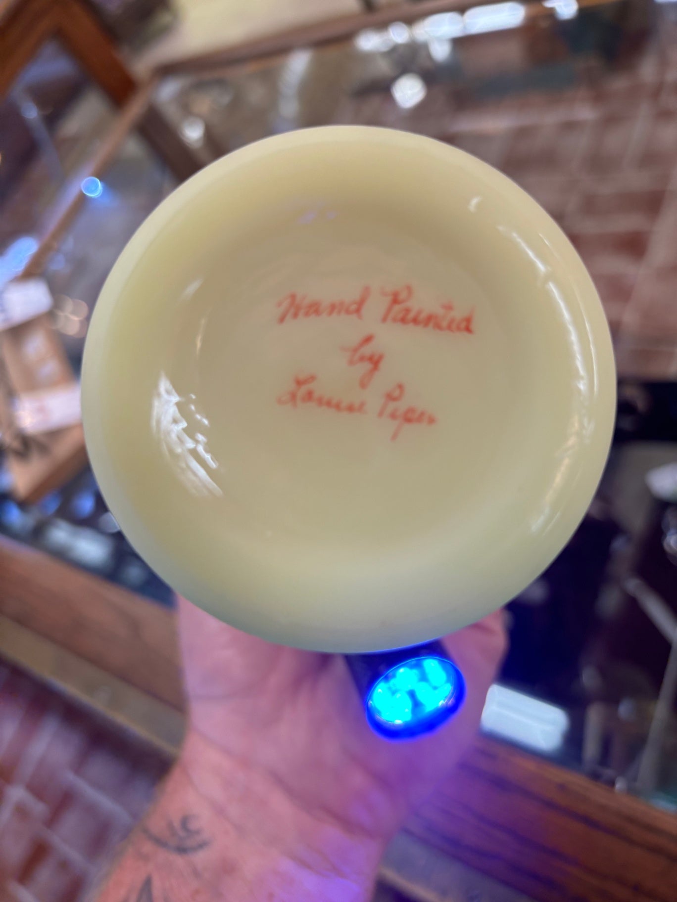 Antique Hand-Painted Burmese Satin Glass Vase – Uranium Glass – Signed Louise Peper