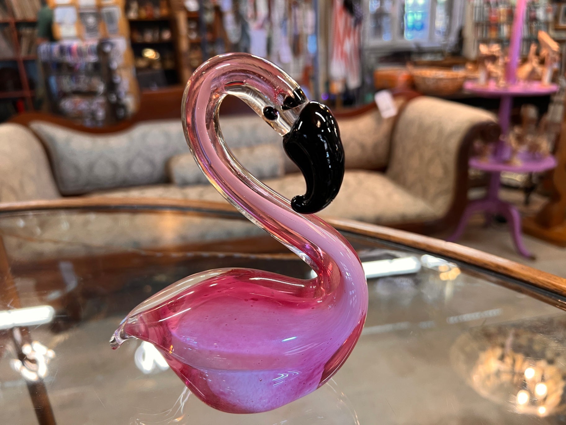 Beachcombers 03338 Sitting Glass Flamingo Figurine, Pink