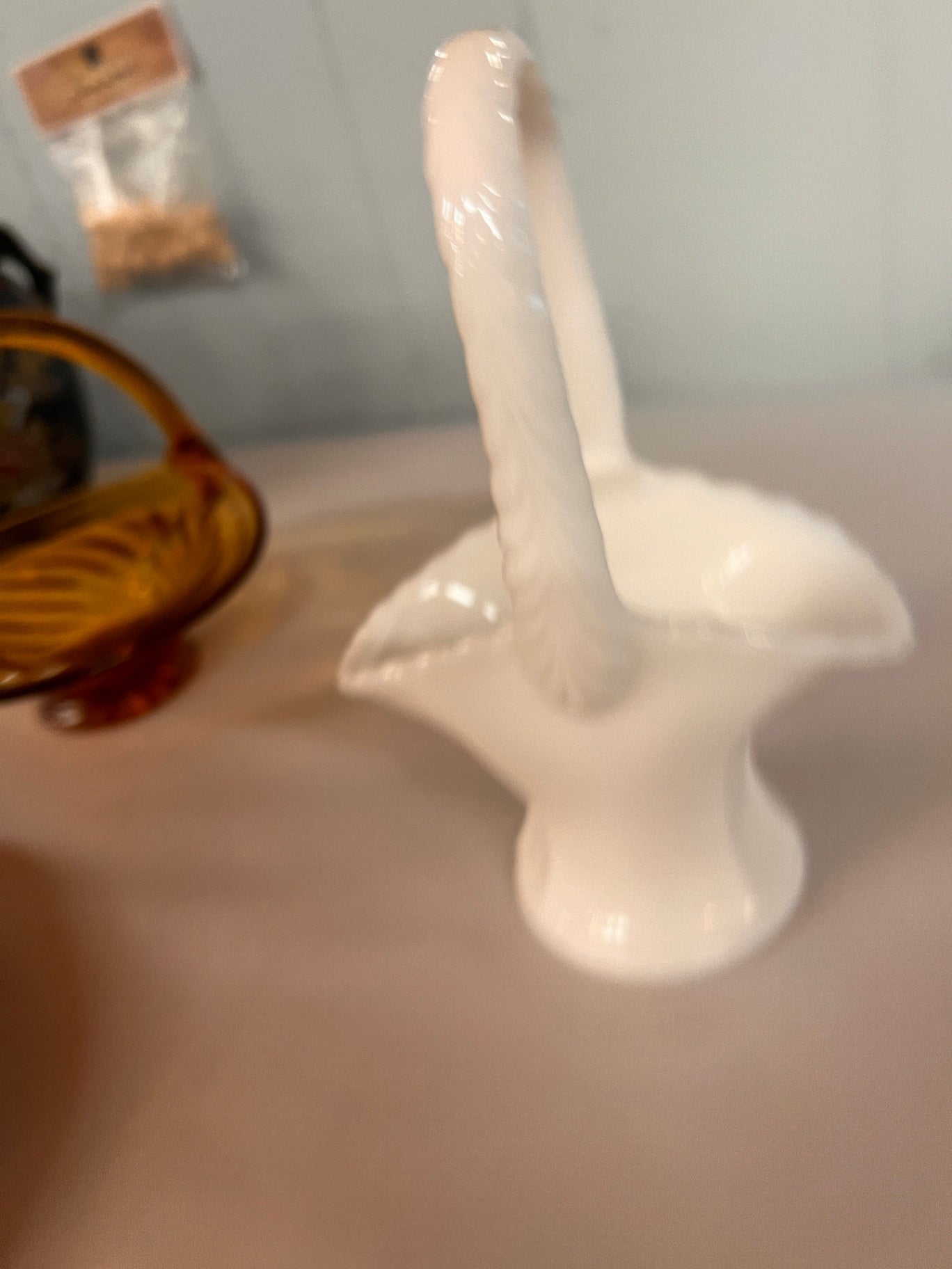 Vintage Westmoreland Milk Glass Basket Unique Piece