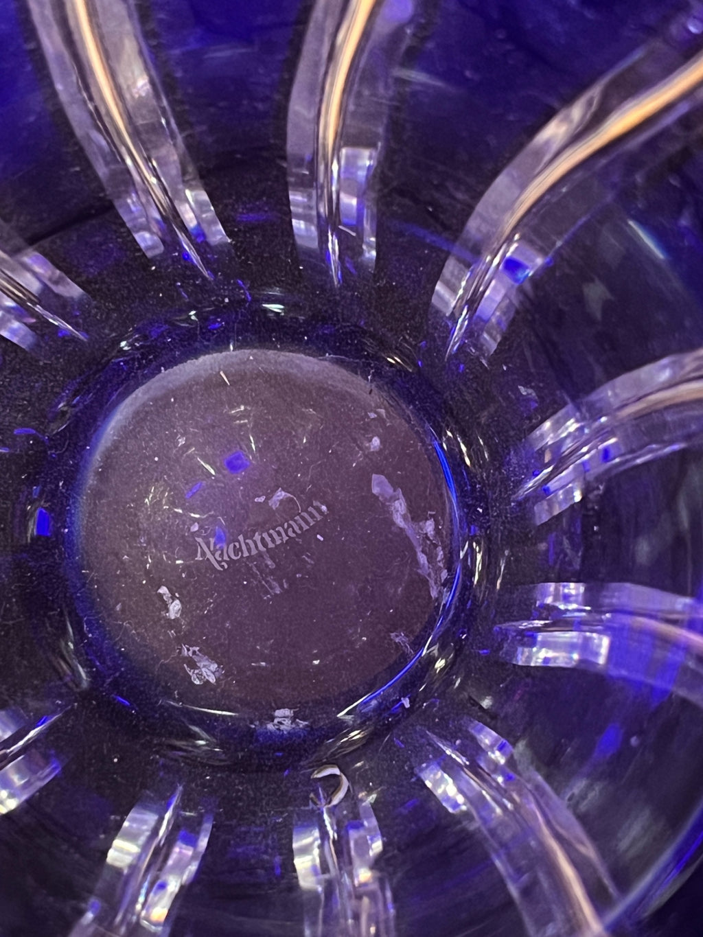 Nachtmann Cobalt Blue Lead Crystal Vase – Large German Art Glass Faceted Vase 12"