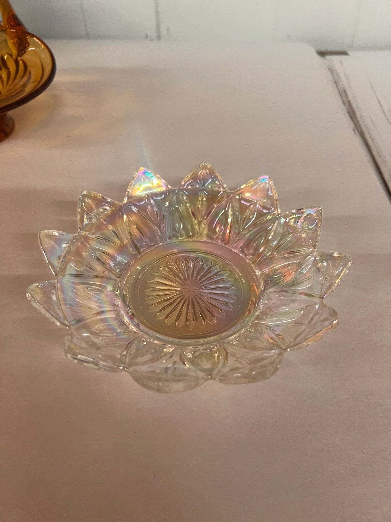 vintage Federal Glass Company Iridescent Carnival Glass Petals