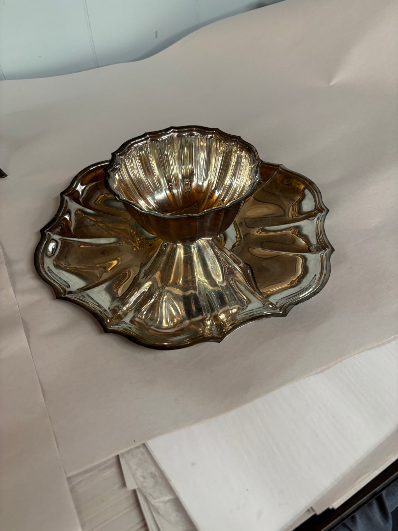 Silver Plate Chip And Dip Server