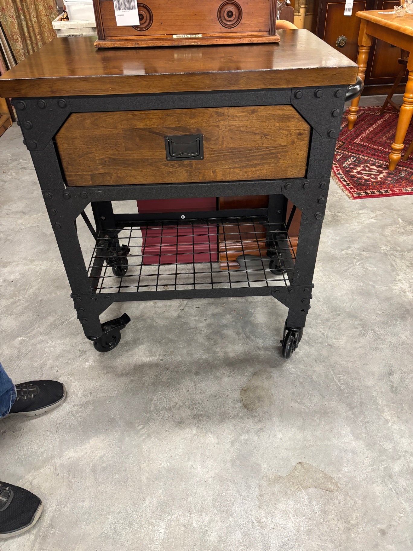 Industrial Kitchen Car/Butcher Block Island