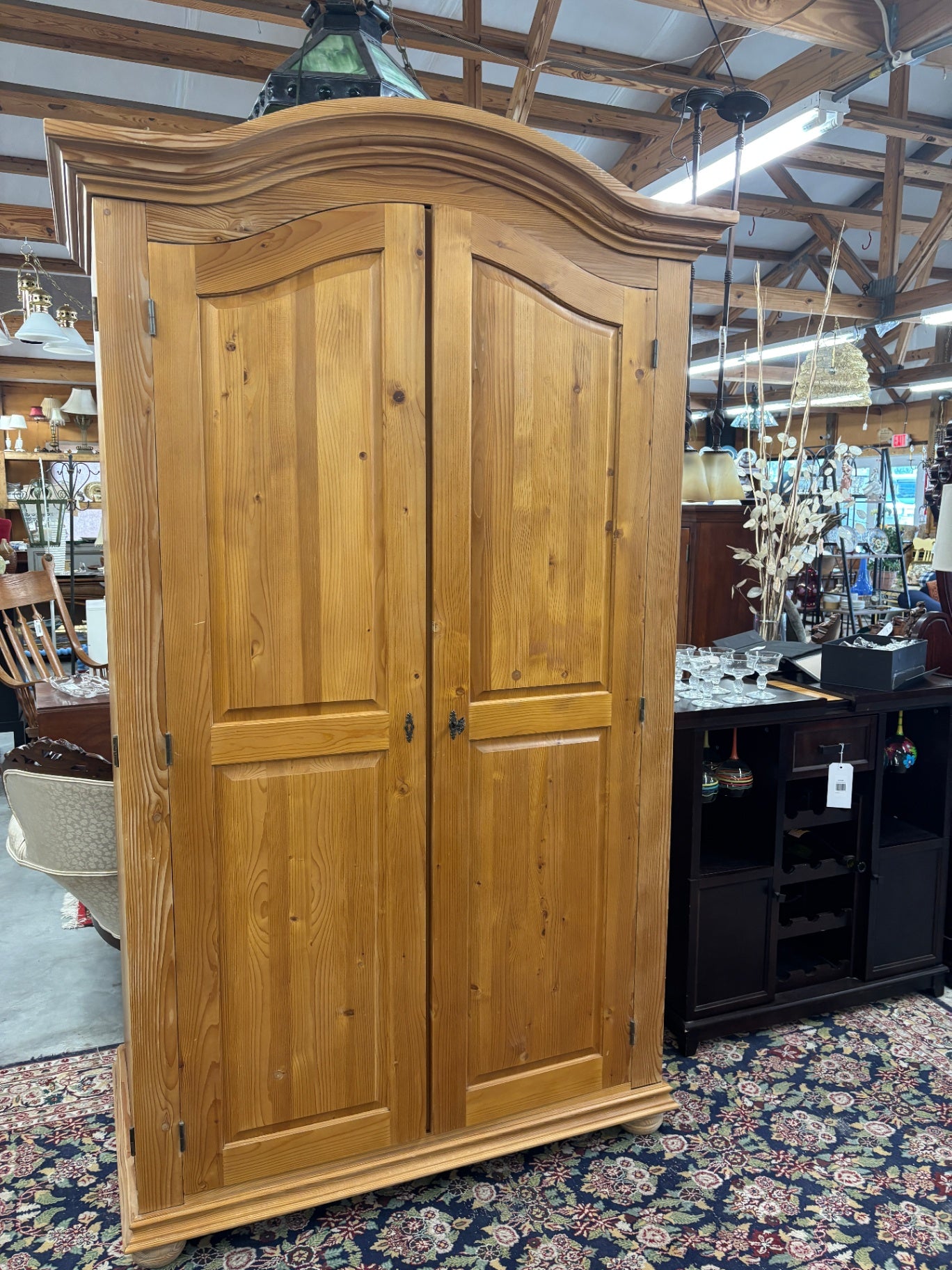 Solid Knotty Pine Entertainment Armoire / Storage Cabinet