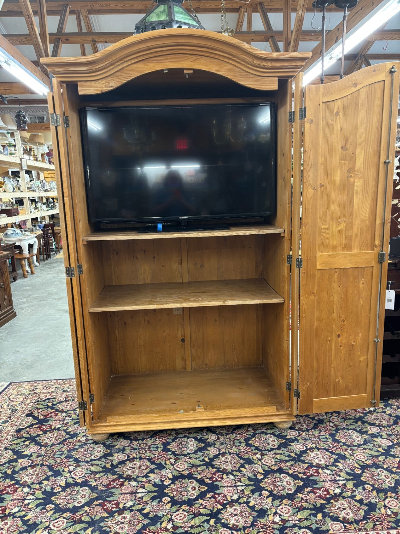 Solid Knotty Pine Entertainment Armoire / Storage Cabinet