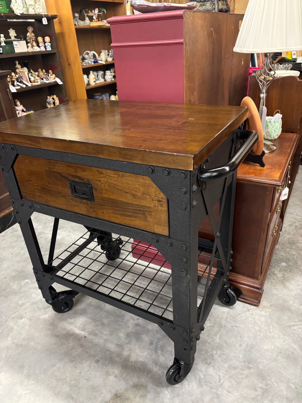 Industrial Kitchen Car/Butcher Block Island