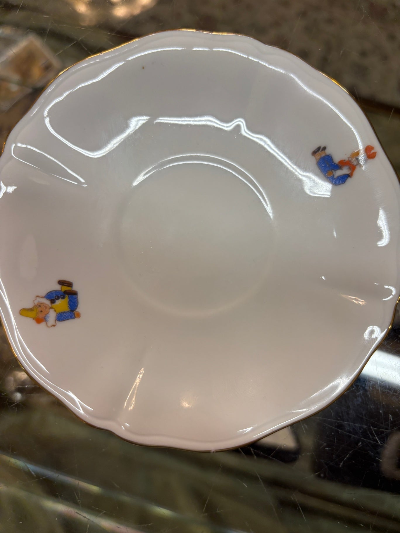 Vintage Children's Porcelain Tea Saucer with Dutch Boy & Girl Motif