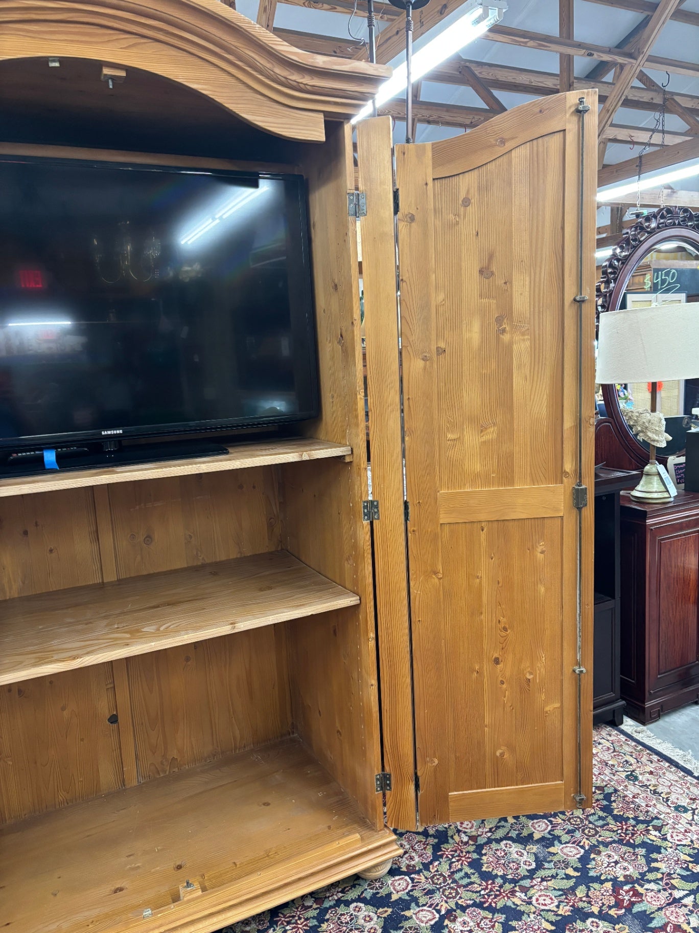 Solid Knotty Pine Entertainment Armoire / Storage Cabinet