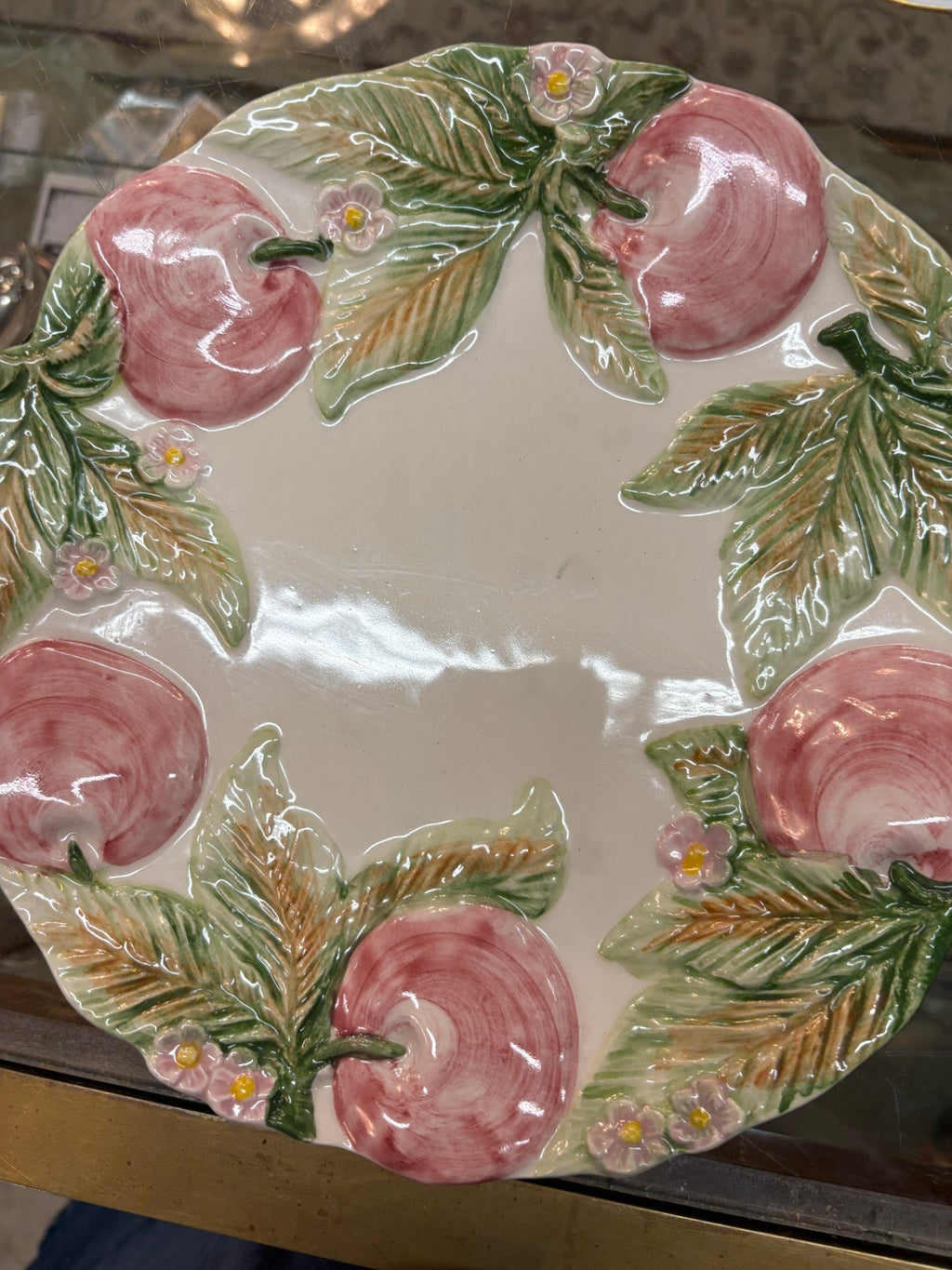 Vintage Portuguese Majolica Peach Dinner Plate – Indus Portugal "Eden" Pattern