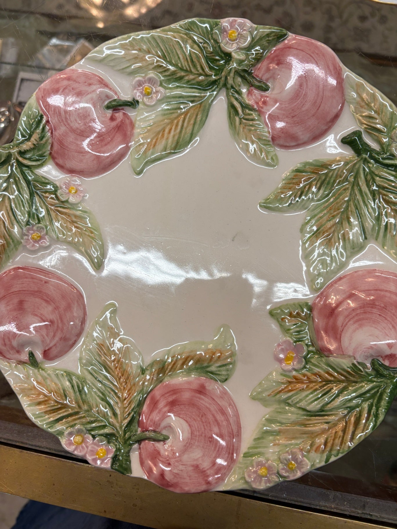 Vintage Portuguese Majolica Peach Dinner Plate – Indus Portugal "Eden" Pattern