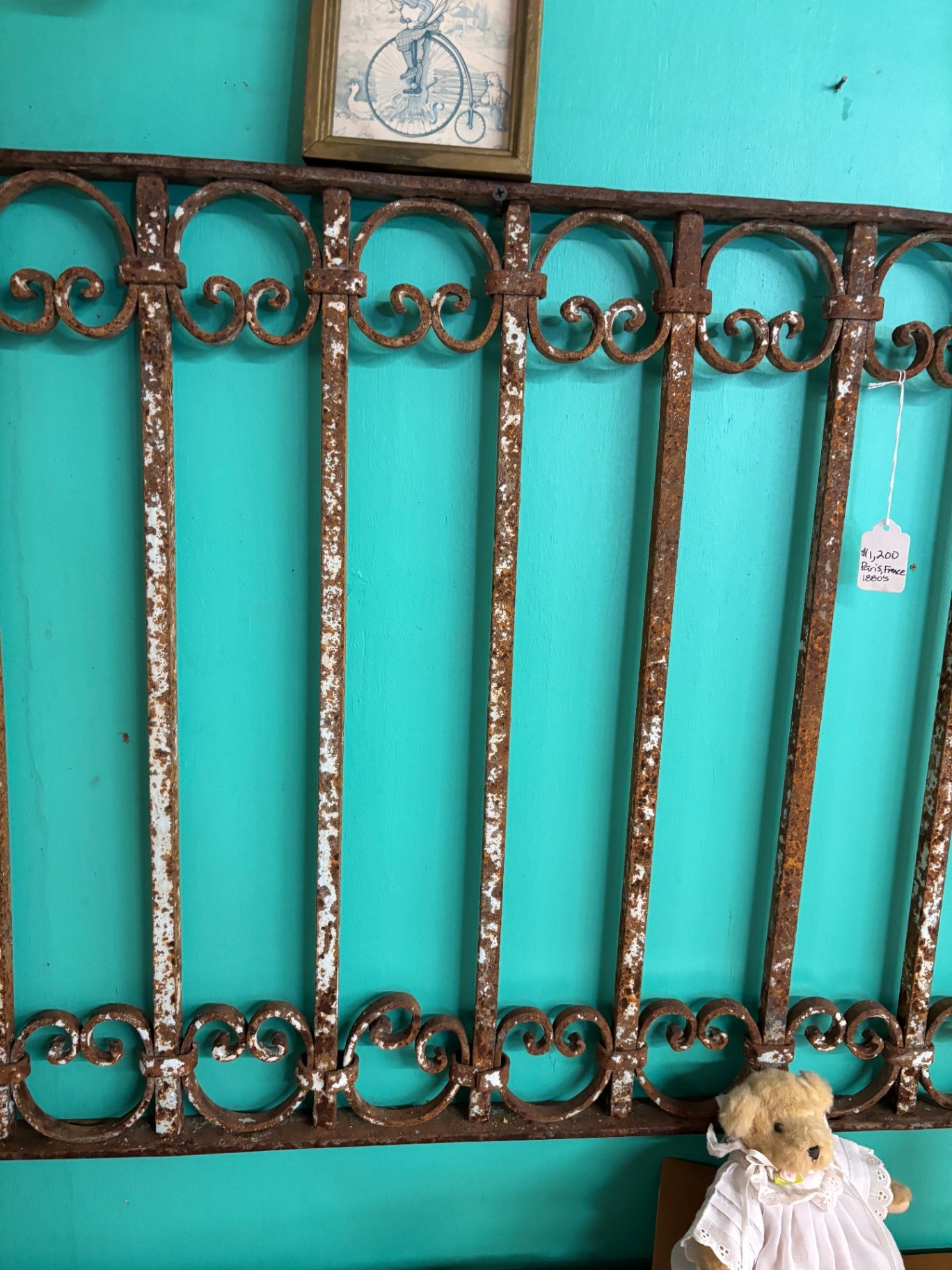 Antique Hand-Forged Wrought Iron Garden Fence Panel / Architectural Salvage – Scrollwork Iron Gate Section