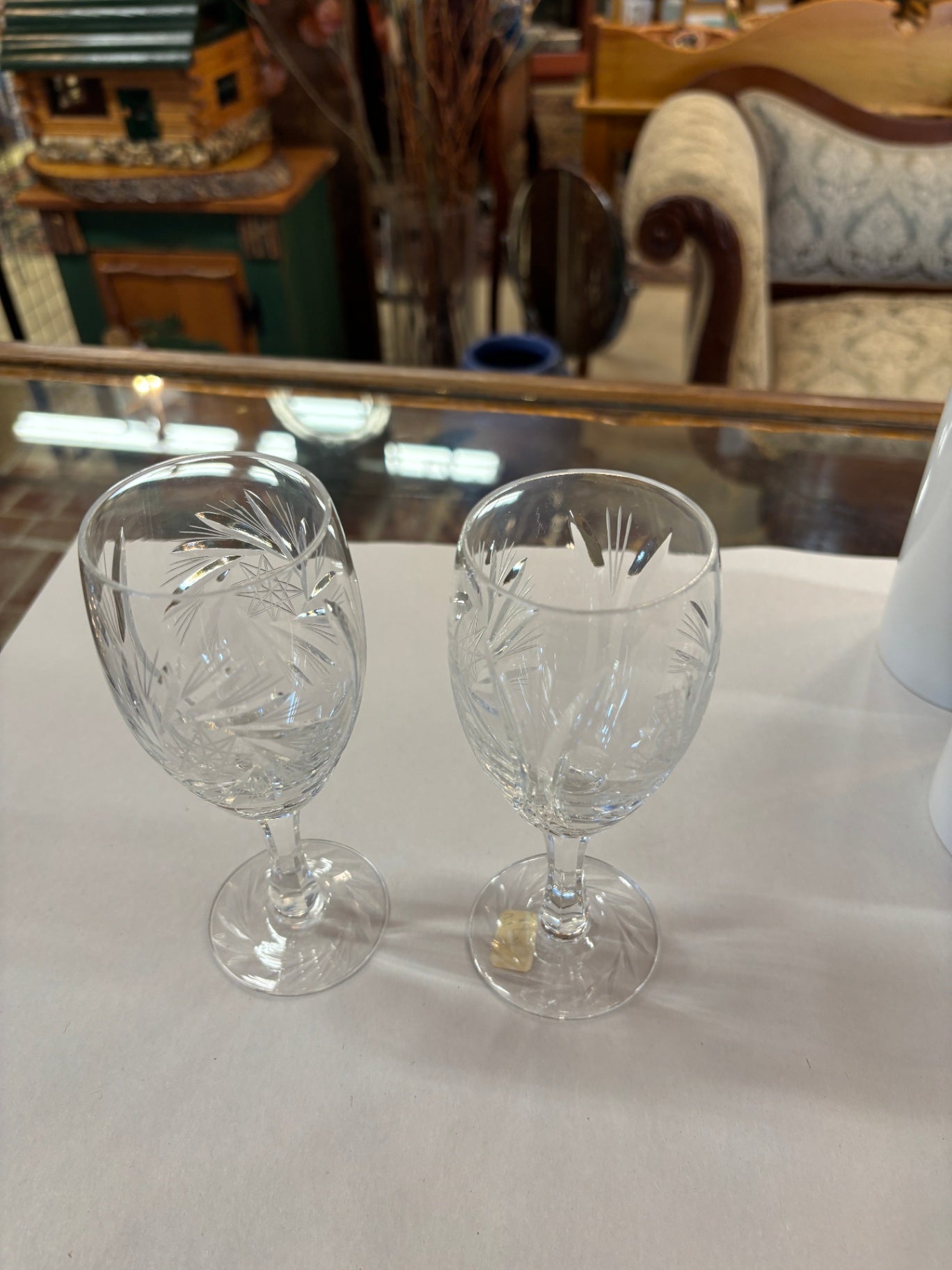 Vintage Lead Crystal Wine Glasses (2)