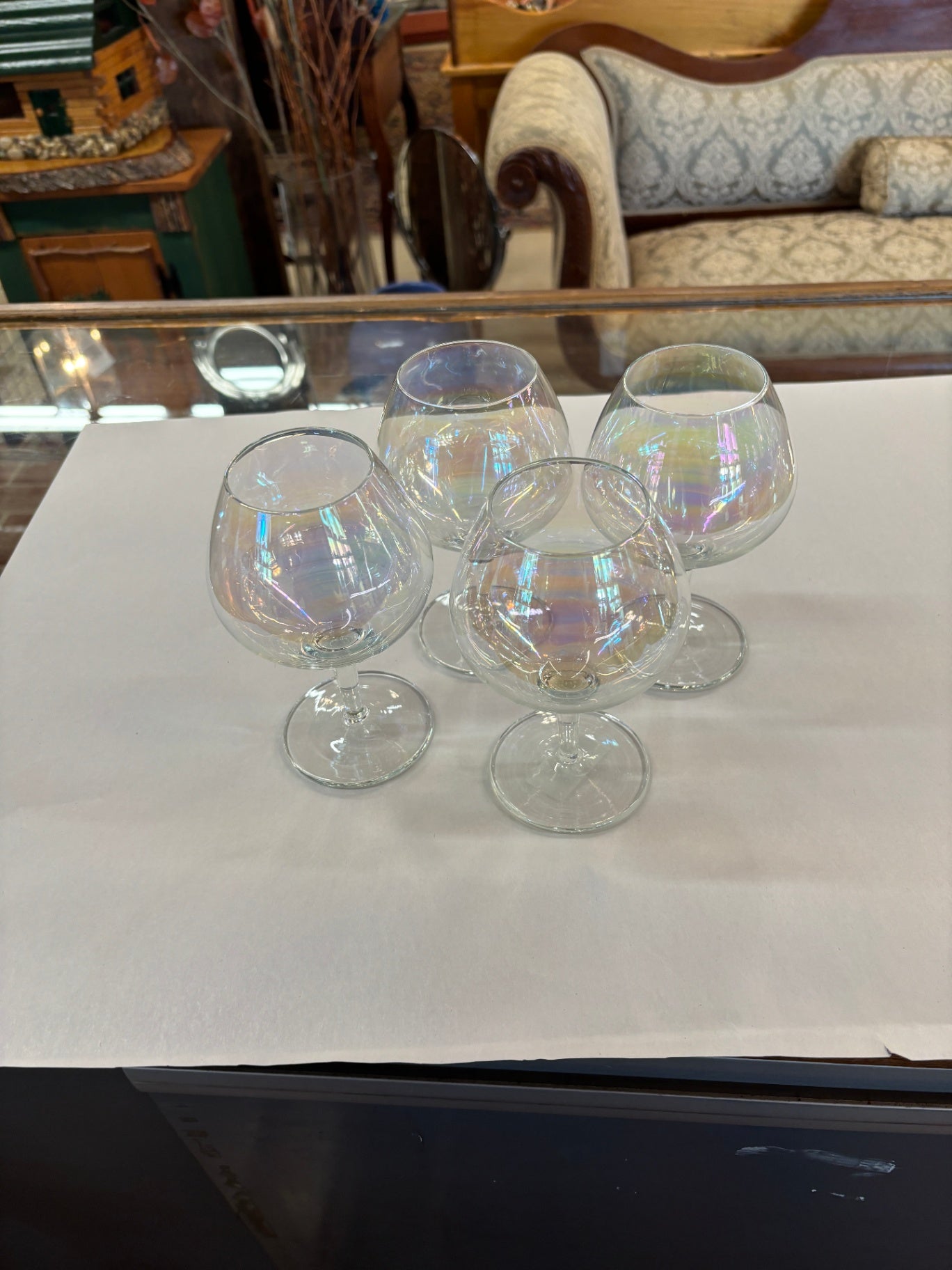 Vintage Iridescent Glass Brandy Snifters (4)