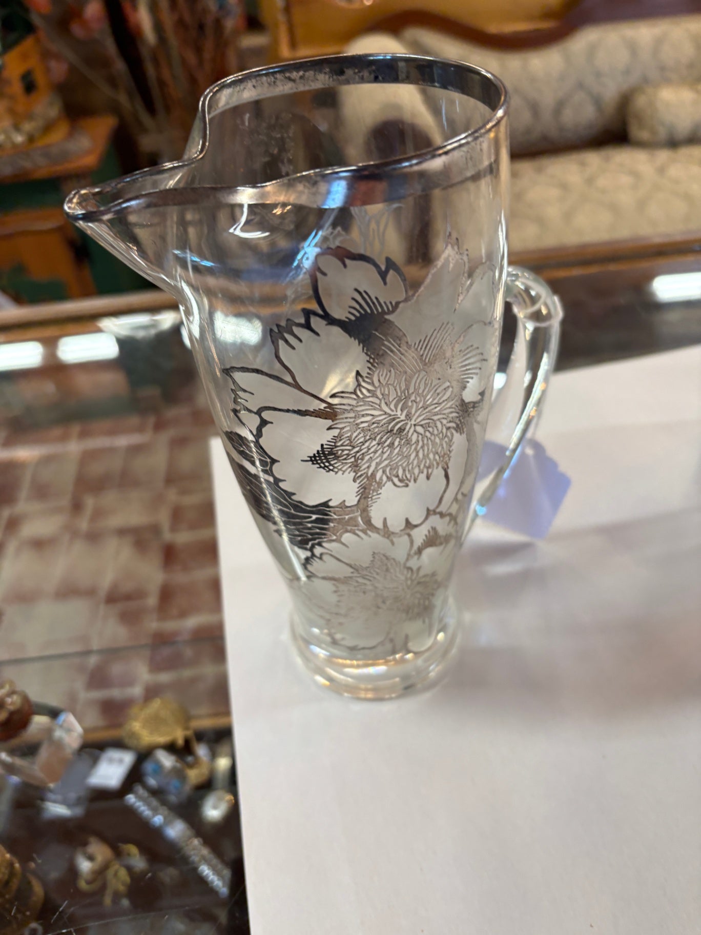 Vintage Rockwell Silver Company Glass Pitcher