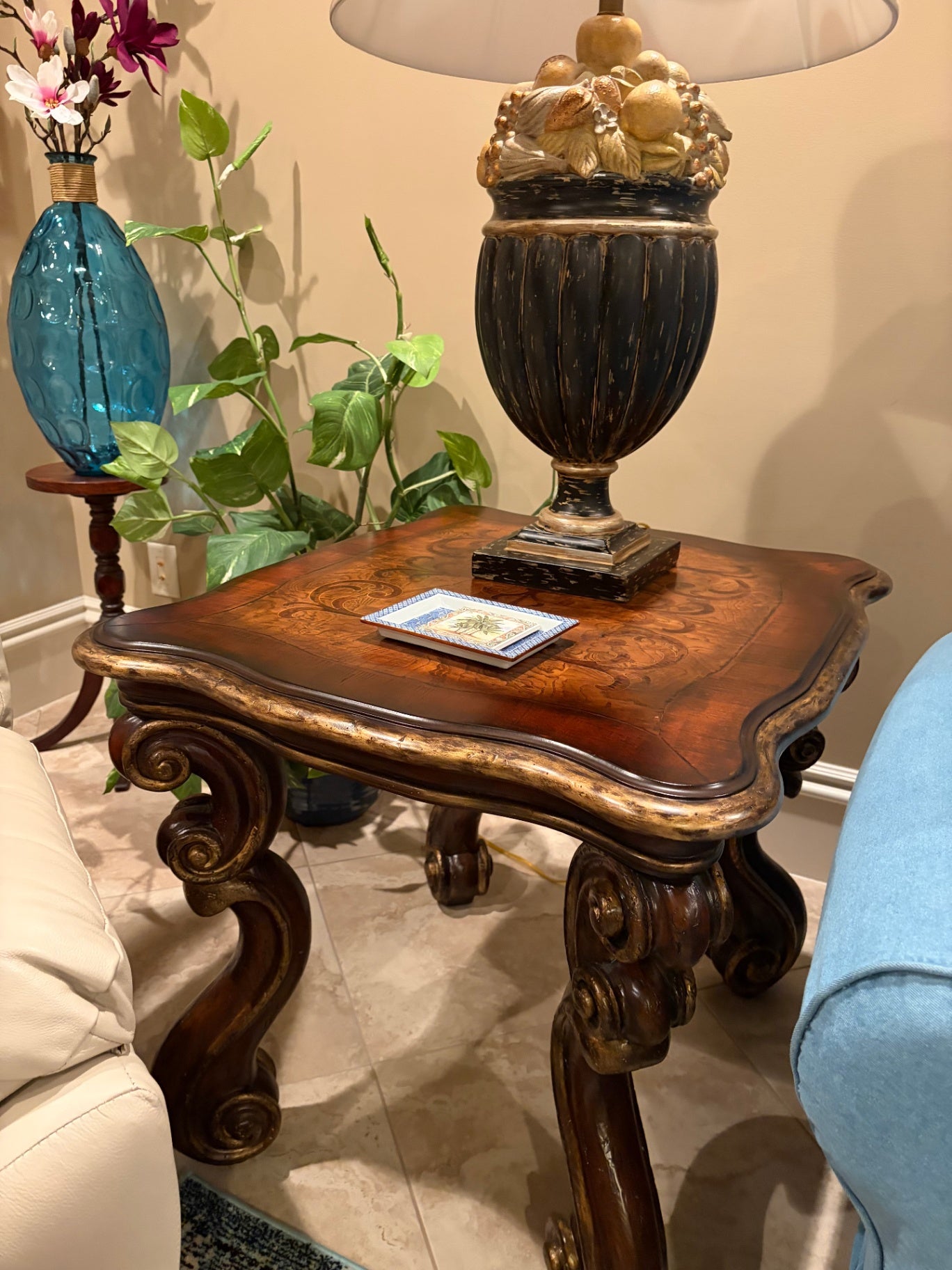 Hooker Furniture Old World 3-Piece Coffee & End Table Set – Burl Wood & Scroll Marquetry