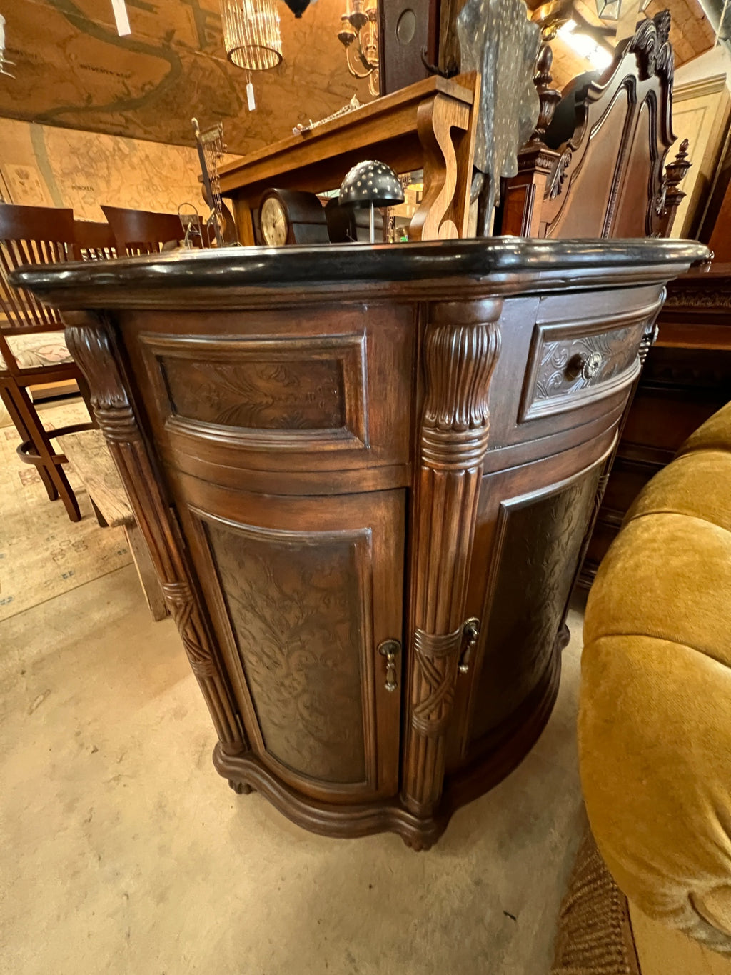 Designer Marble Top Demilume Entry Cabinet by Elk Group International – Burl Wood Traditional Accent Chest
