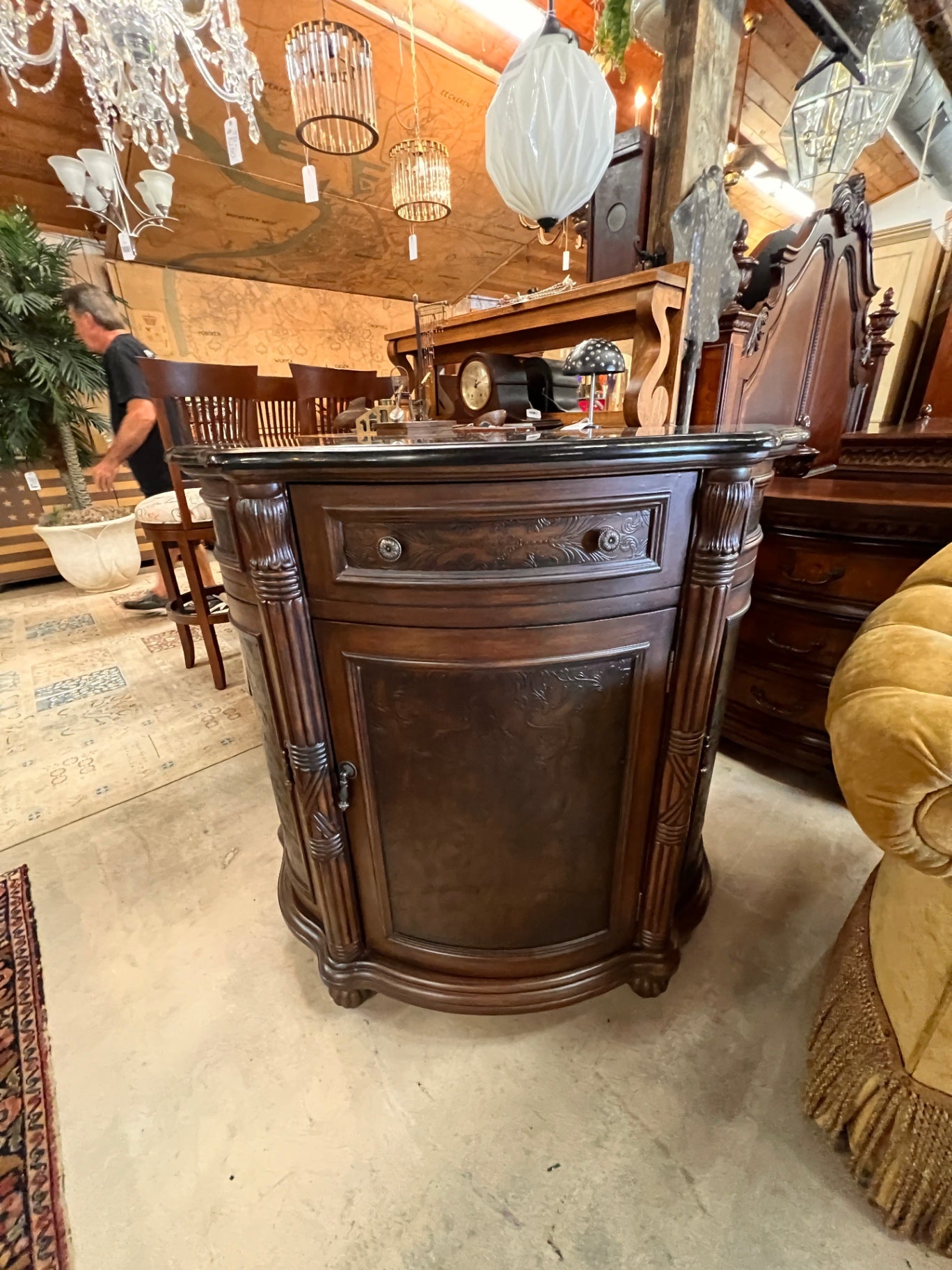 Designer Marble Top Demilume Entry Cabinet by Elk Group International – Burl Wood Traditional Accent Chest