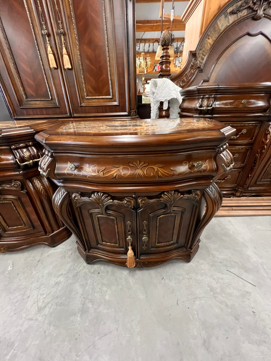 Michael Amini Original Furniture Designs Oppulente Collection King Bedroom Set – Sienna Spice – 6 Piece Luxury Suite