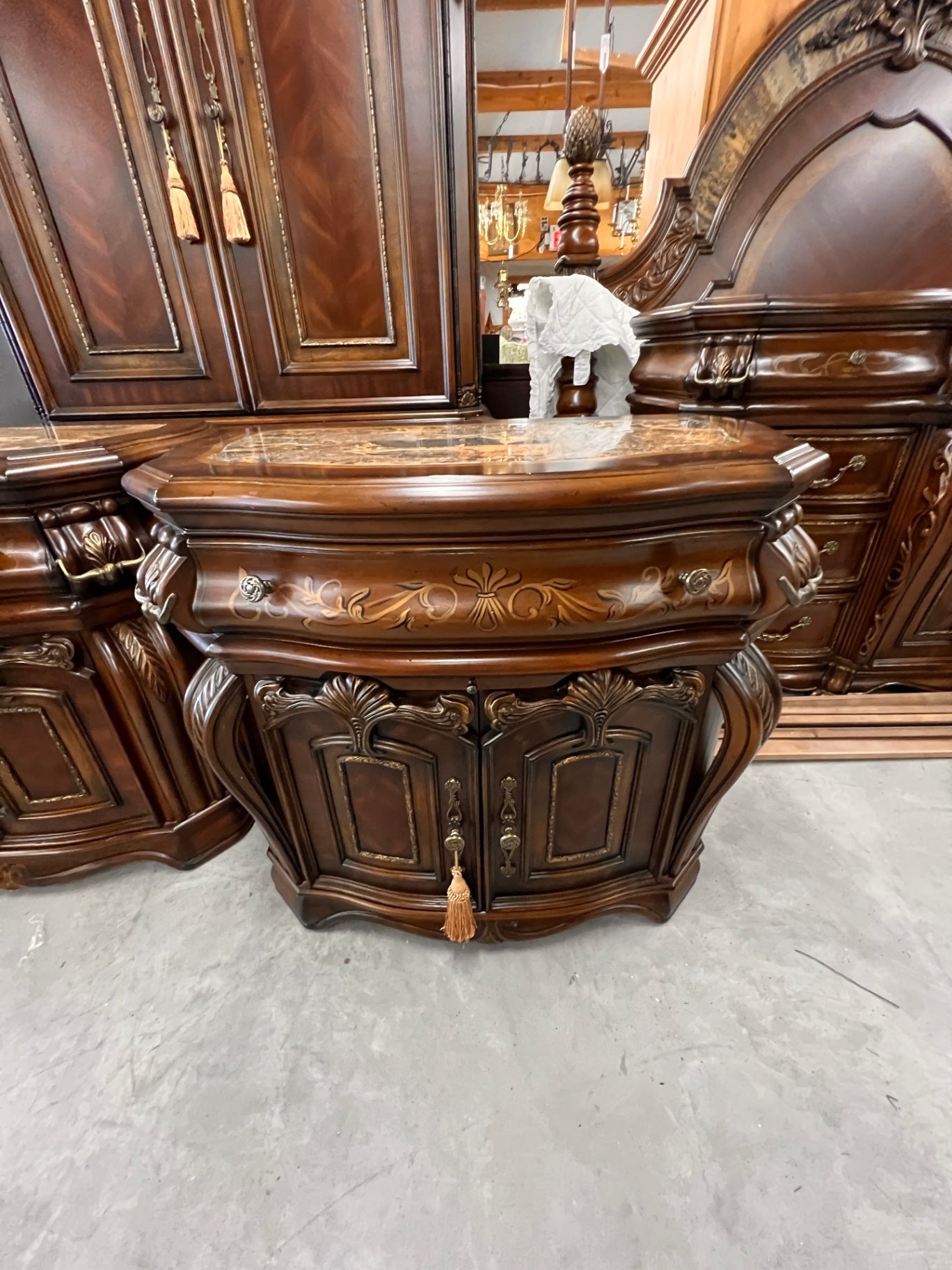 Michael Amini Original Furniture Designs Oppulente Collection King Bedroom Set – Sienna Spice – 6 Piece Luxury Suite