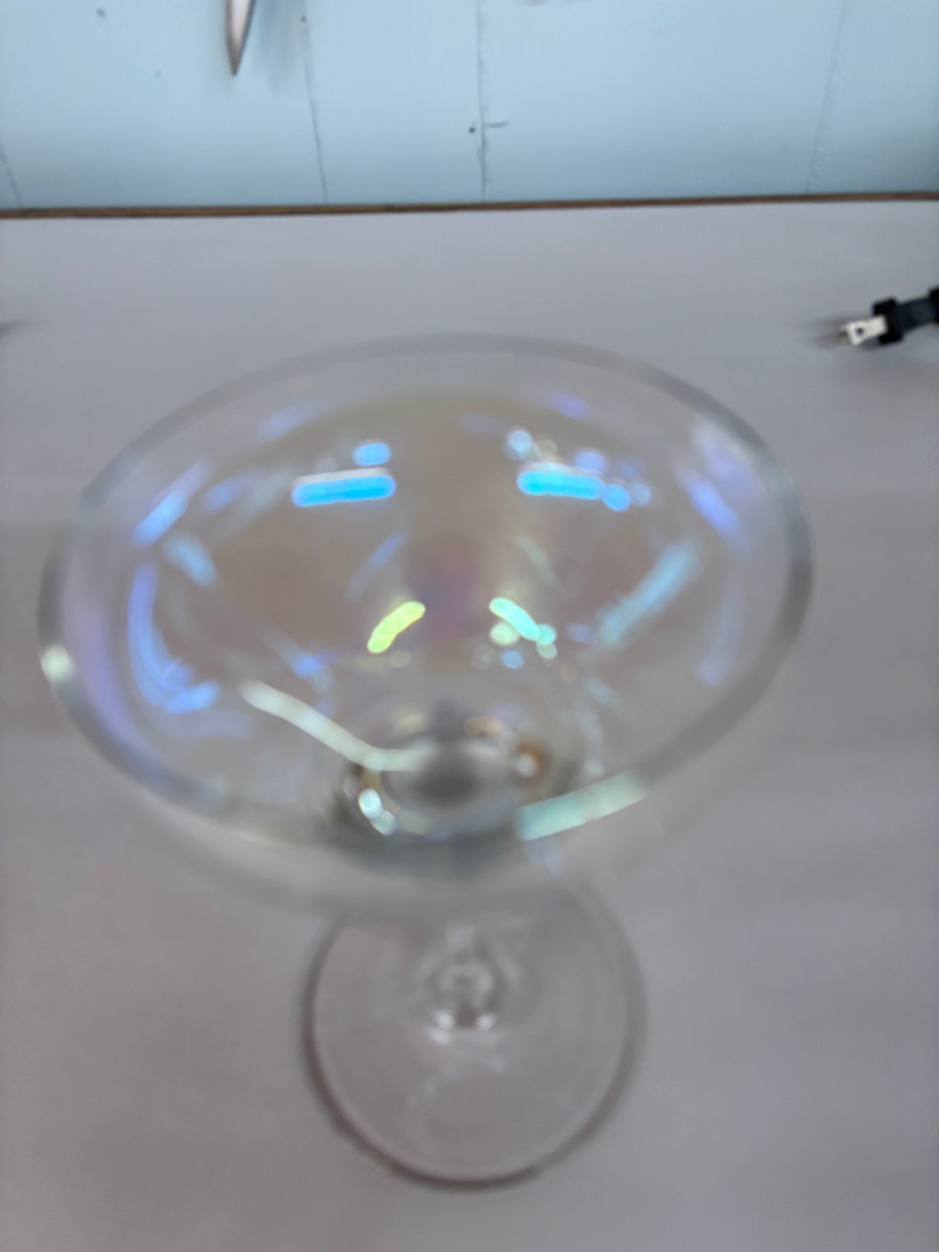 Vintage Iridescent Clear Glass Compote Pedestal Bowl Set 0f 5