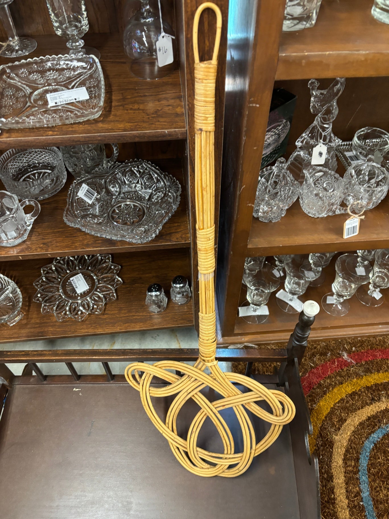 Vintage Mid-Century Woven Rattan Rug Beater / Carpet Beater