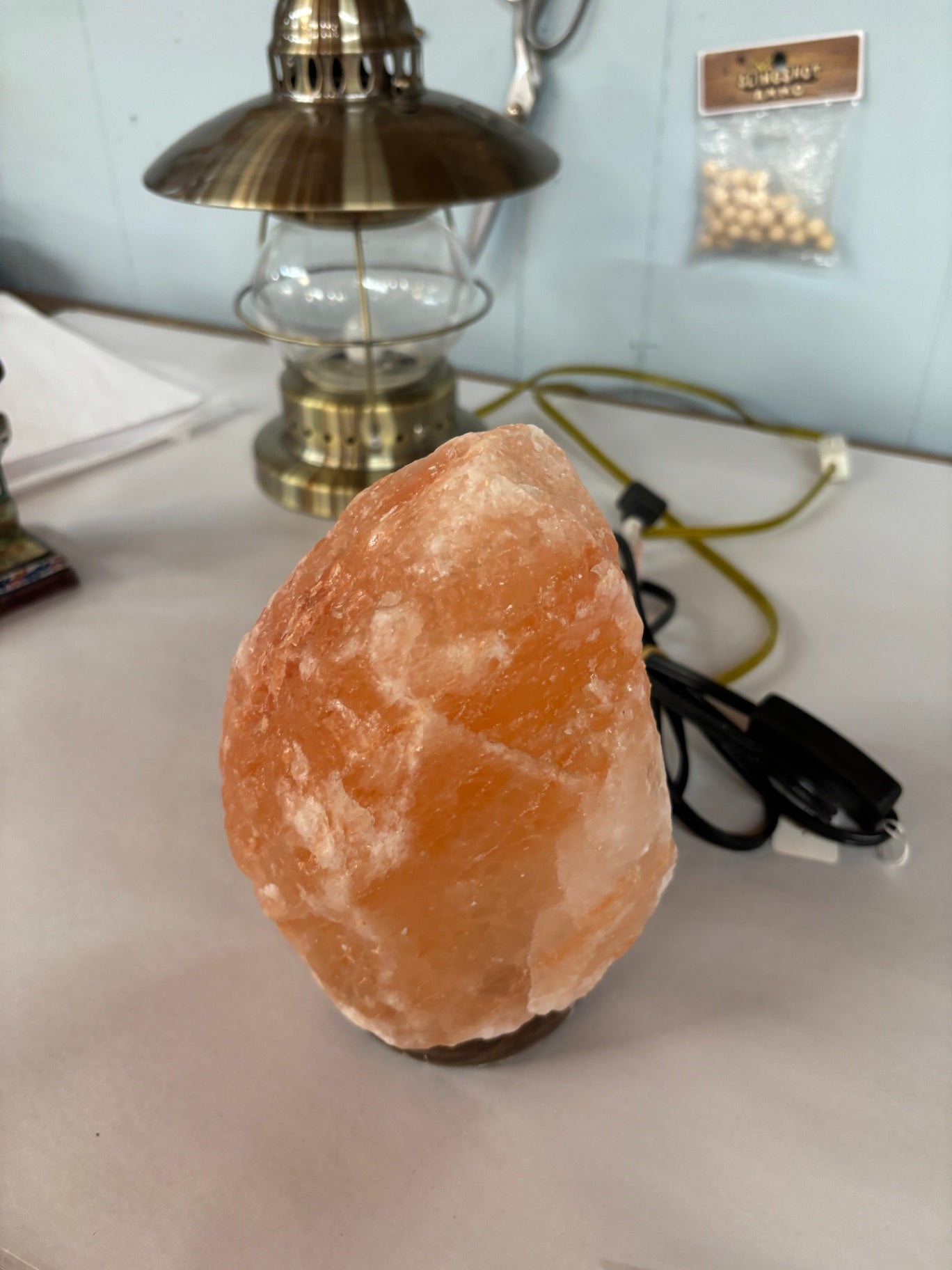 Natural Himalayan Pink Salt Lamp with Wooden Base