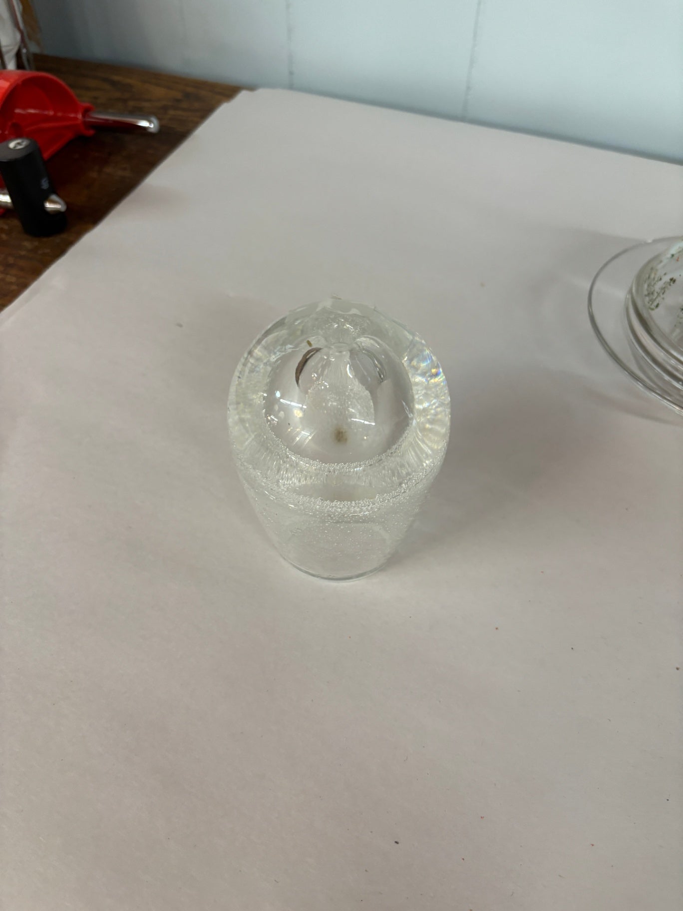 Vintage Controlled Bubble Art Glass Paperweight / Decorative Glass Sculpture