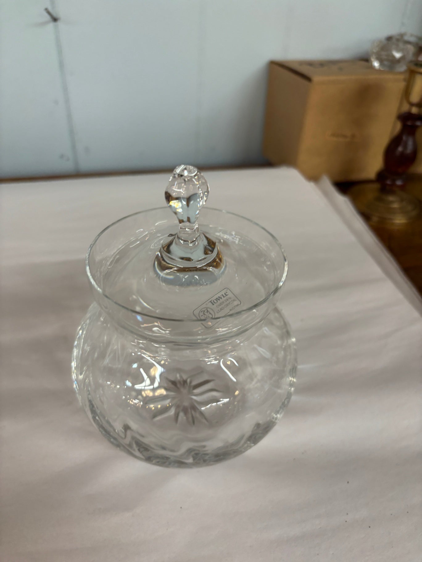 Vintage Crystal Candy Dish with Lid: Brilliant Cut Glass Bowl