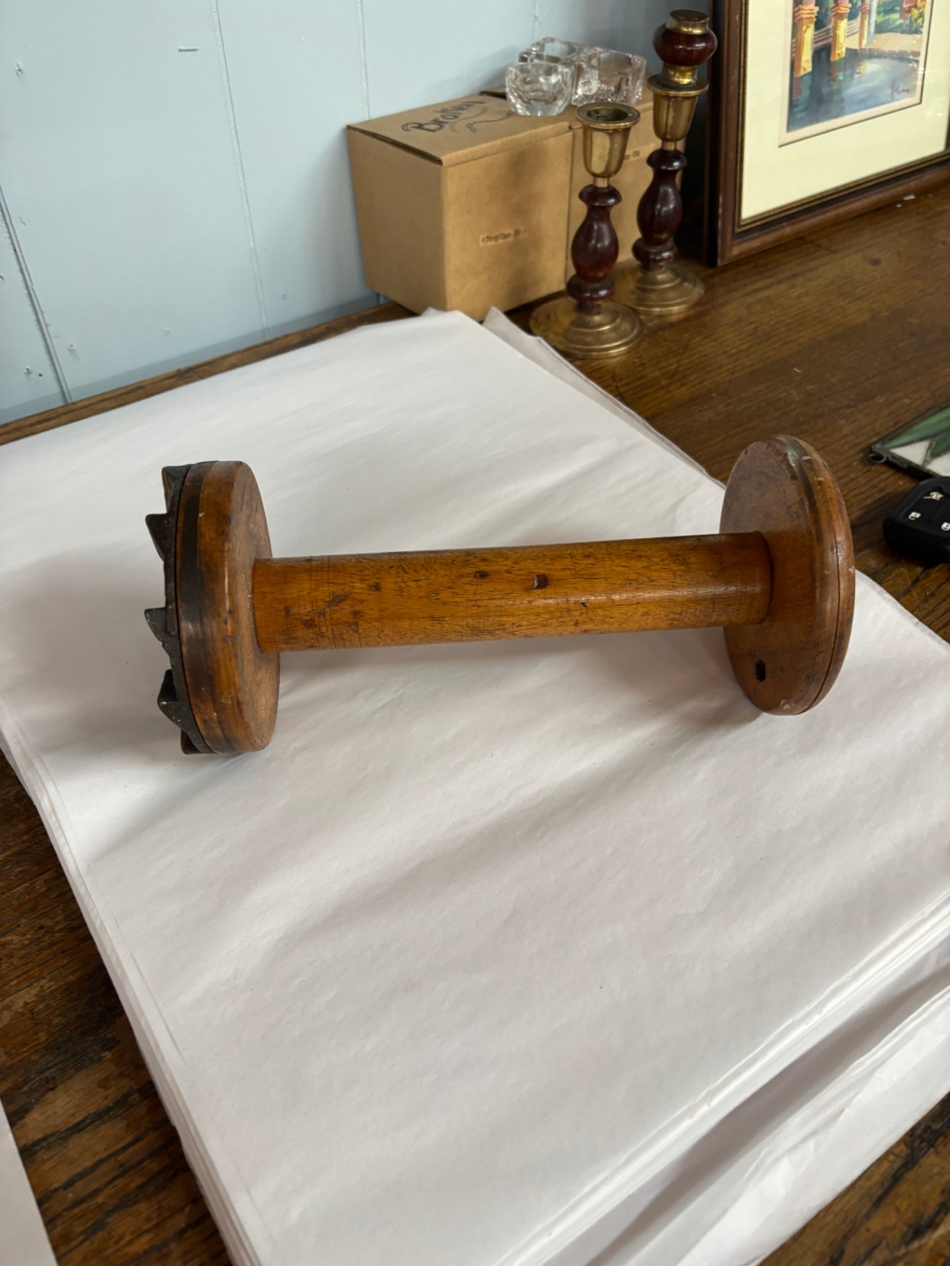 Antique Primitive Vintage Wood Textile Mill Yarn Thread Spool 