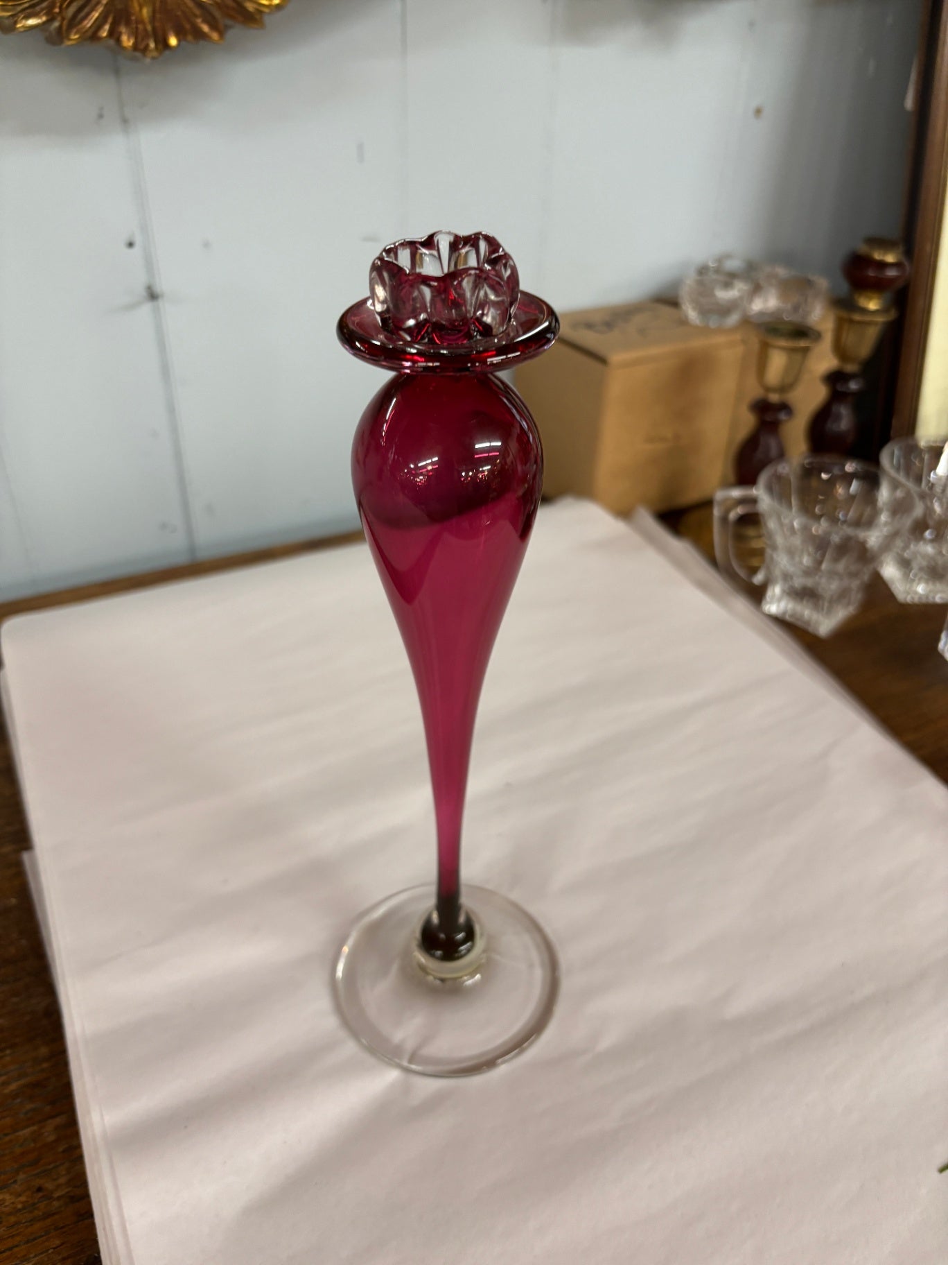 Pink Glass Candle Holder