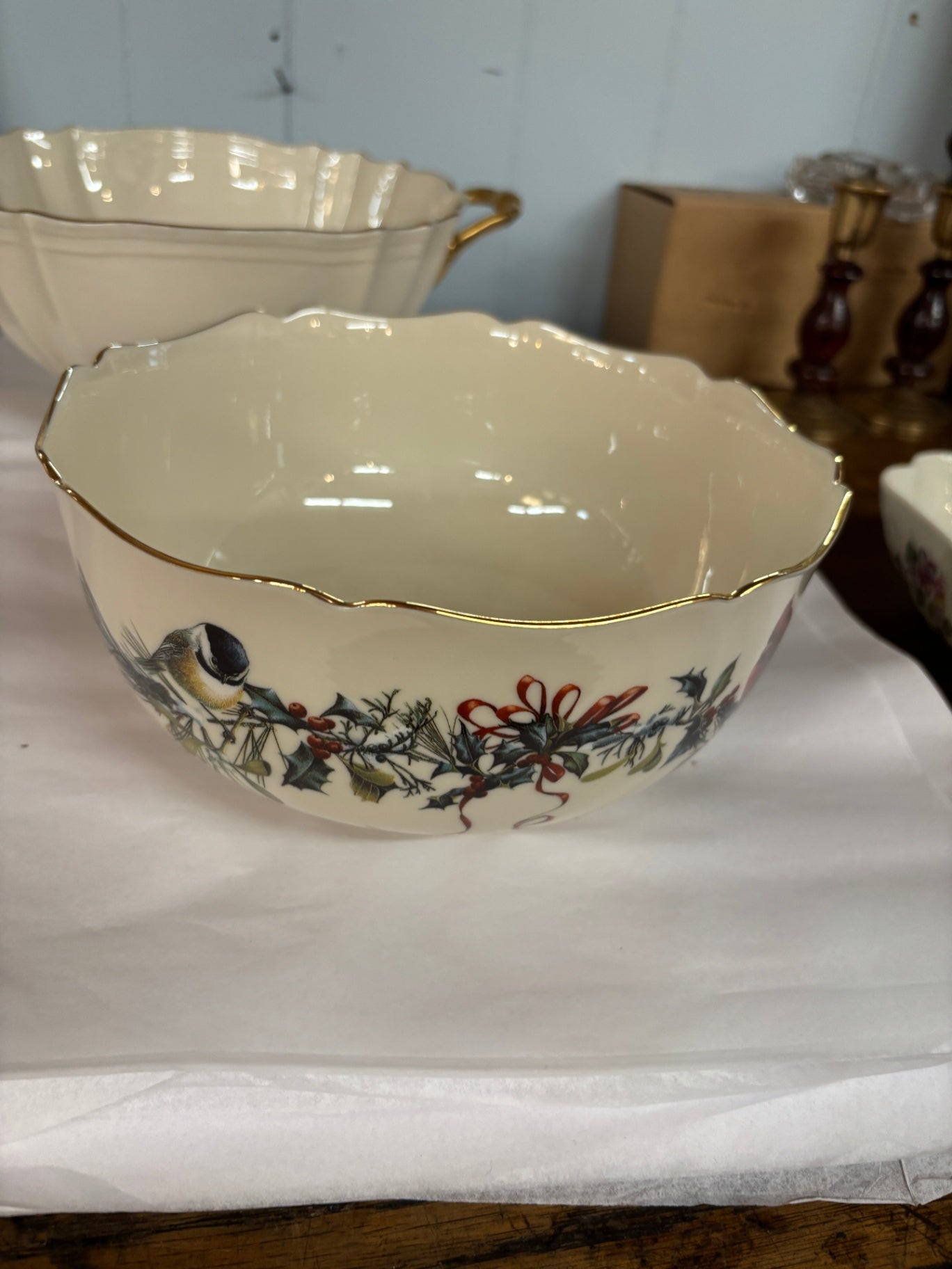  Lenox Winter Greetings scalloped serving bowl 