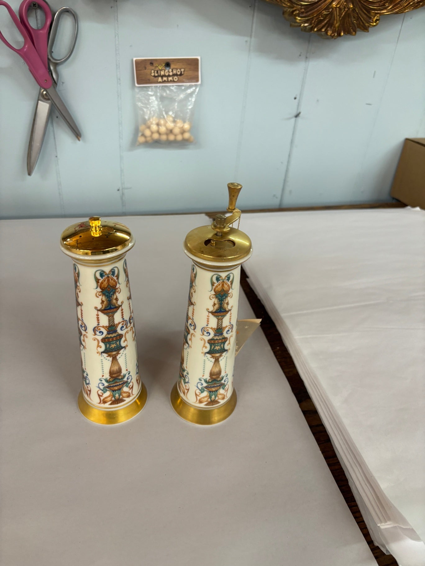 Lenox "Lido" Porcelain Salt & Pepper Shakers - Vintage 24K Gold Trim Fine Porcelain Set