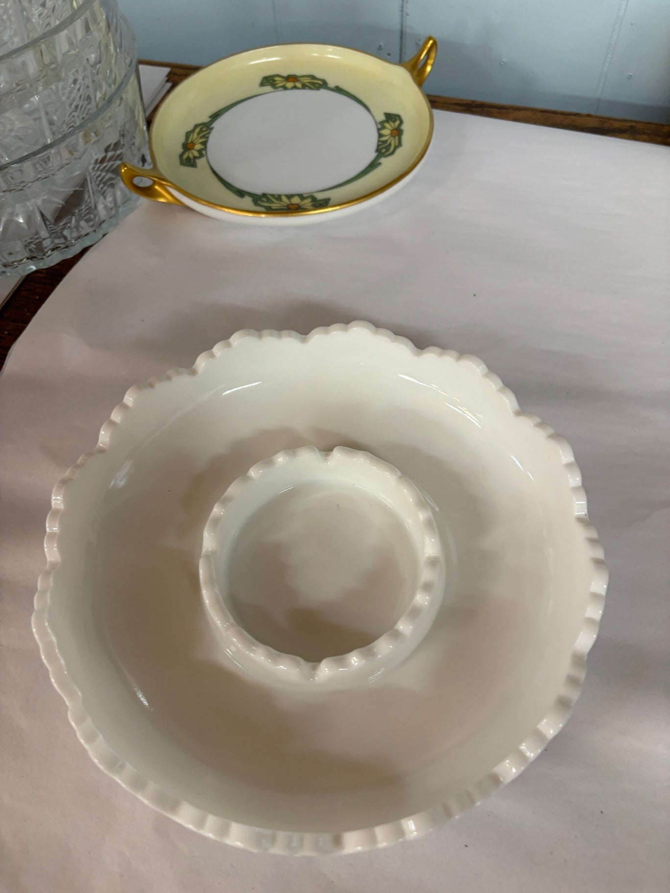 Vintage Fenton Hobnail Milk Glass Bowl Ashtray Chip And Dish Server Trinket Dish