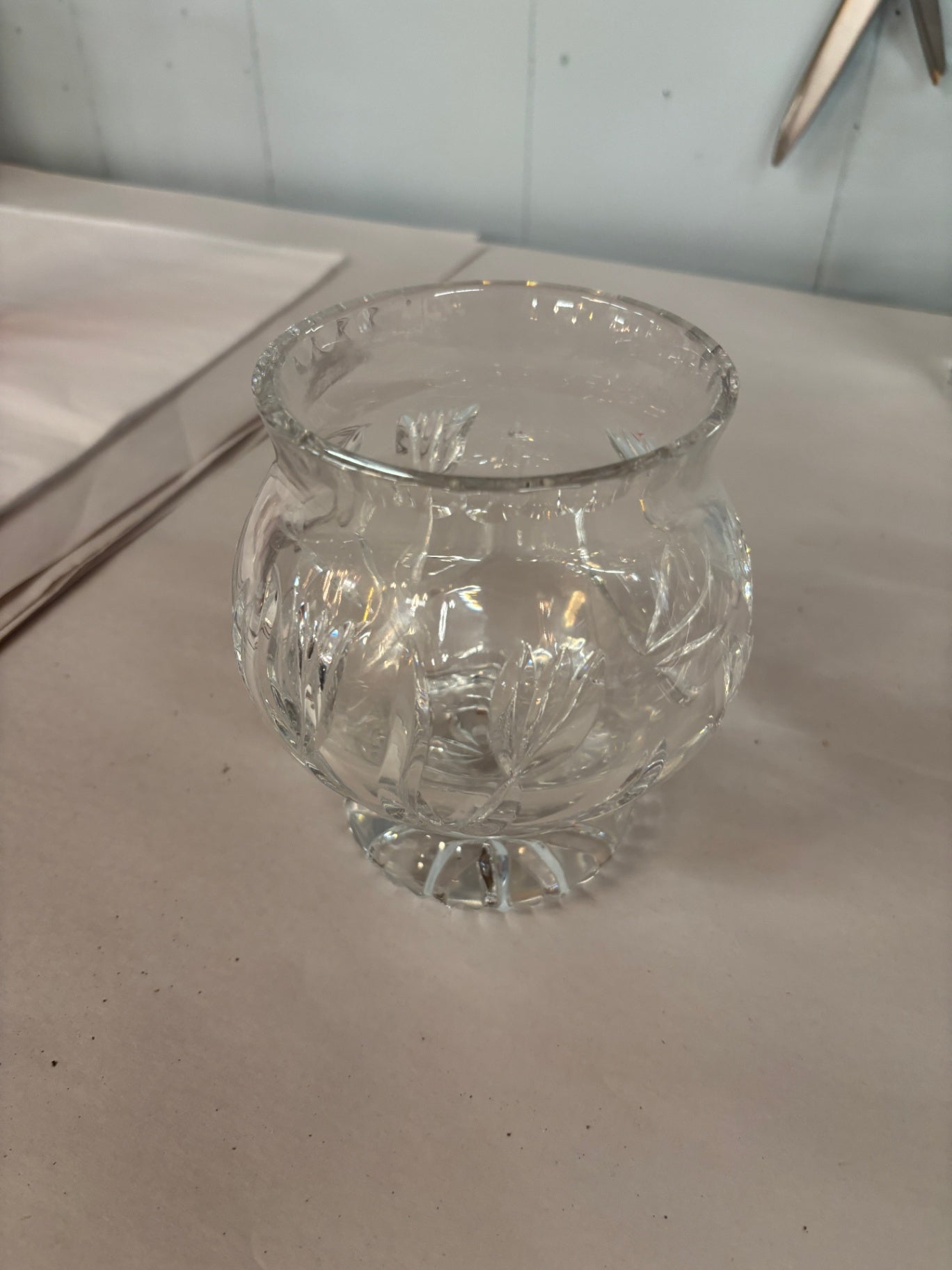 Vintage Lead Crystal Glass Pedestal Candle Holder