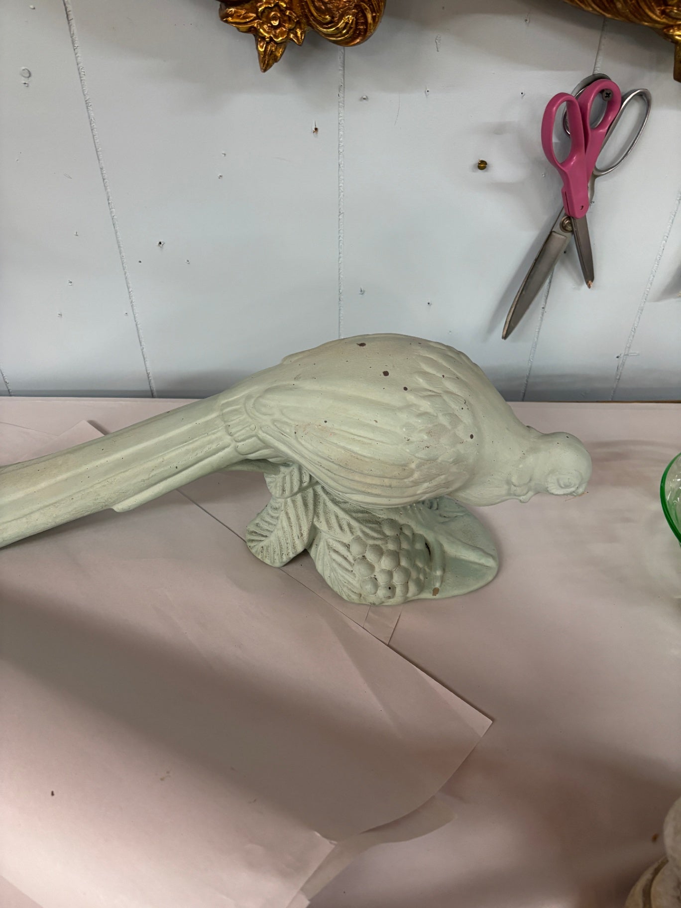  White Ceramic or Bisque Pheasant Figurine,