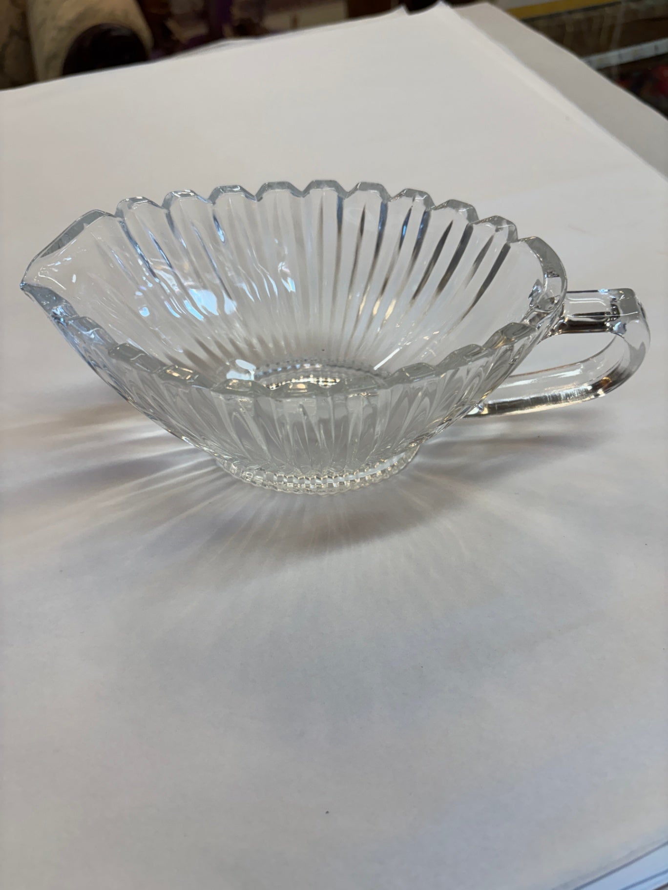 Clear Glass Ribbed Dressing / Sauce Boat, 8"