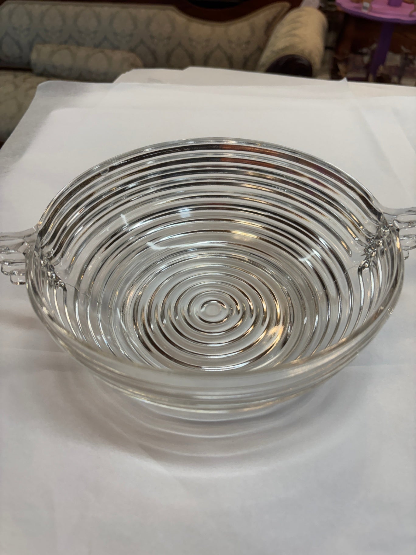 Vintage Anchor Hocking Manhattan Clear 9 1/4 Inch Diameter Glass Salad Bowl