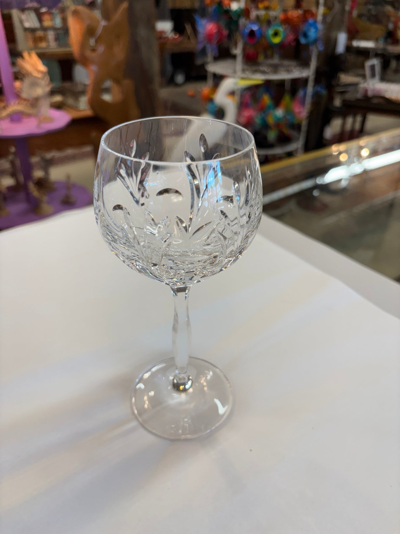 Vintage Cut Crystal Wine Goblet – Floral Wheel Cut Crystal Stemware