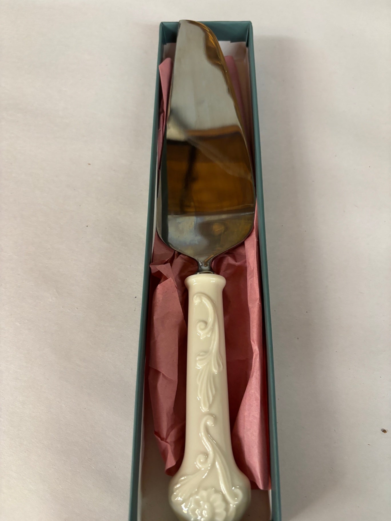 Lenox Ornate Porcelain & Stainless Steel Wedding Cake Server / Pie Server