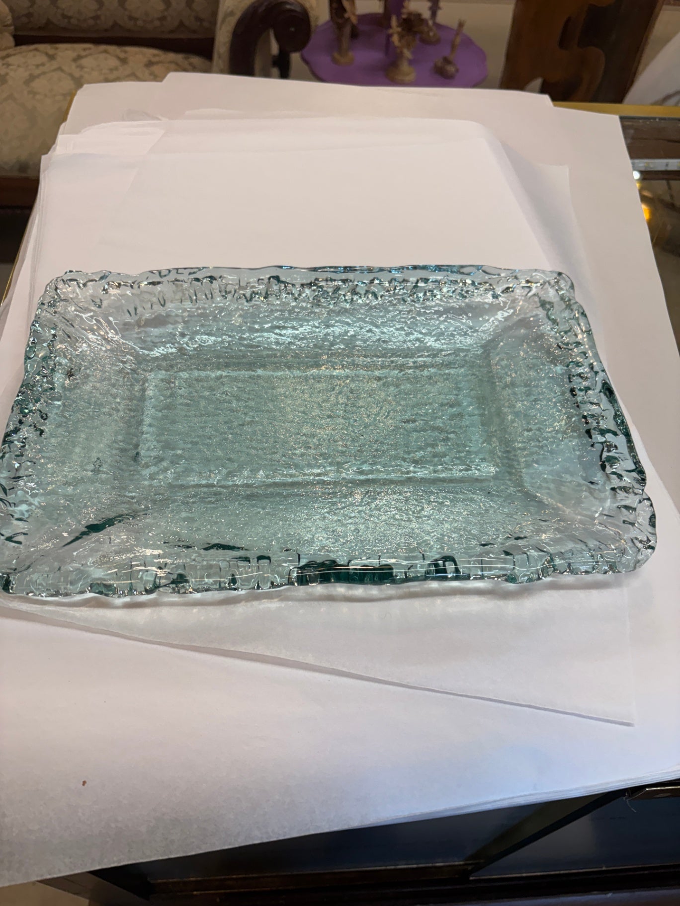 Sea Green Blown Glass Rectangular Dish