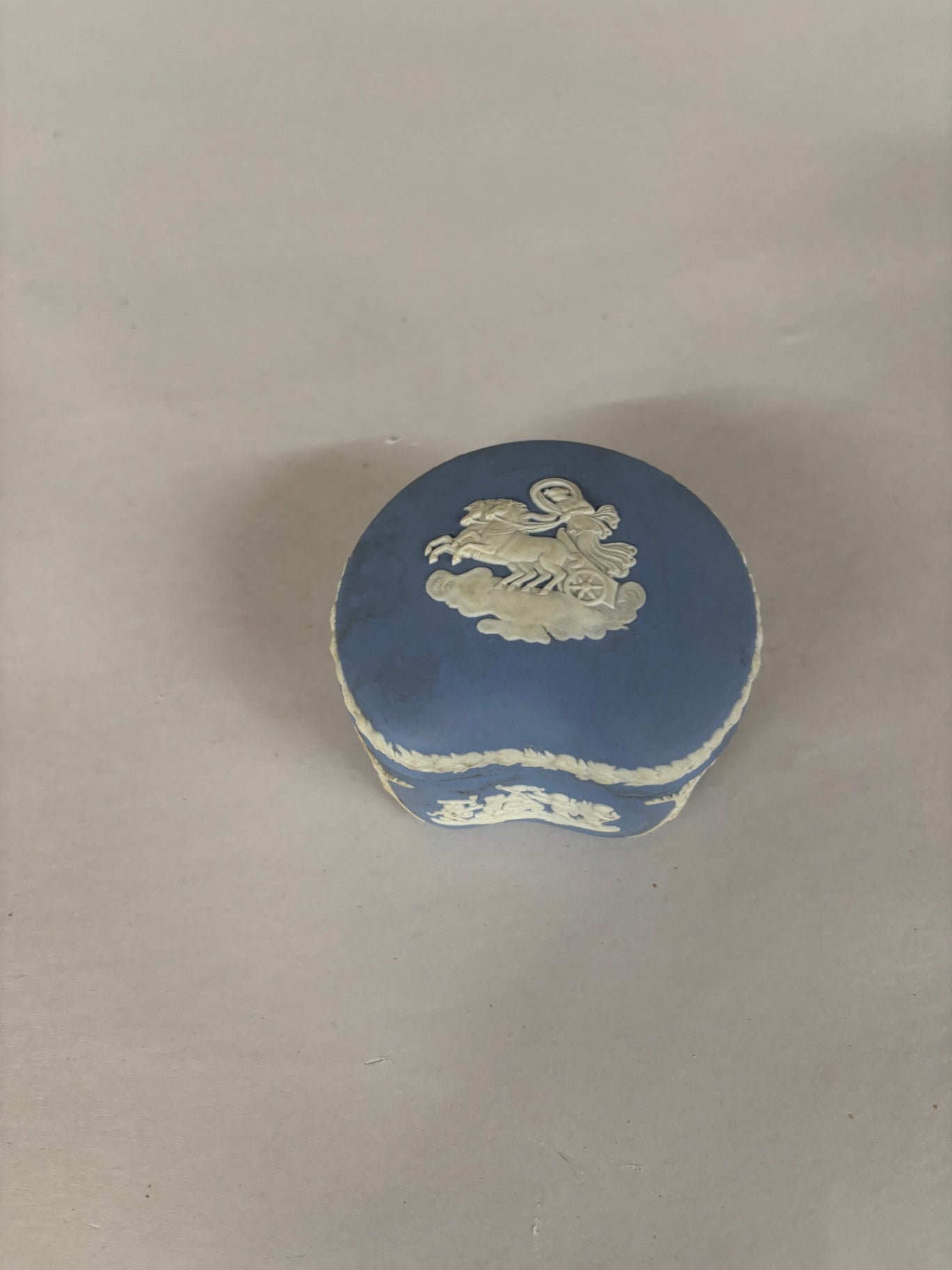 Wedgwood Blue Jasperware Kidney Bean Trinket Box