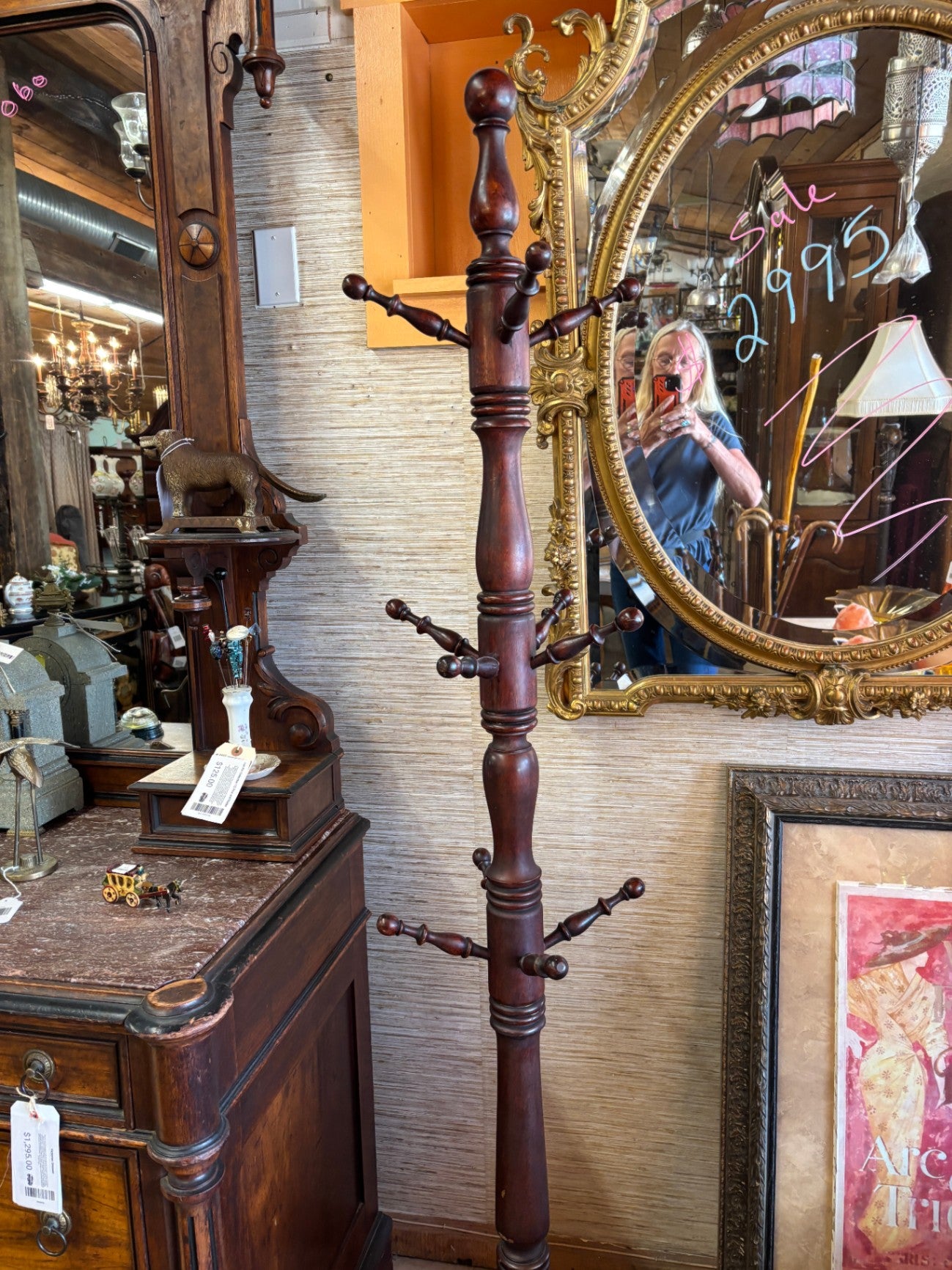 Vintage Mahogany Coat Rack
