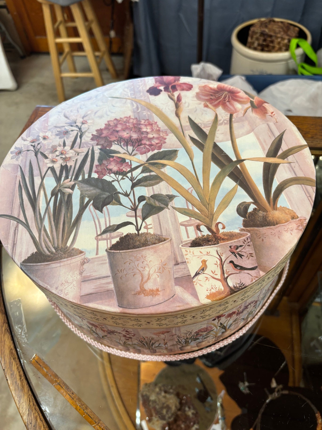 Decorative Flowered Hat Box / Keepsake Box