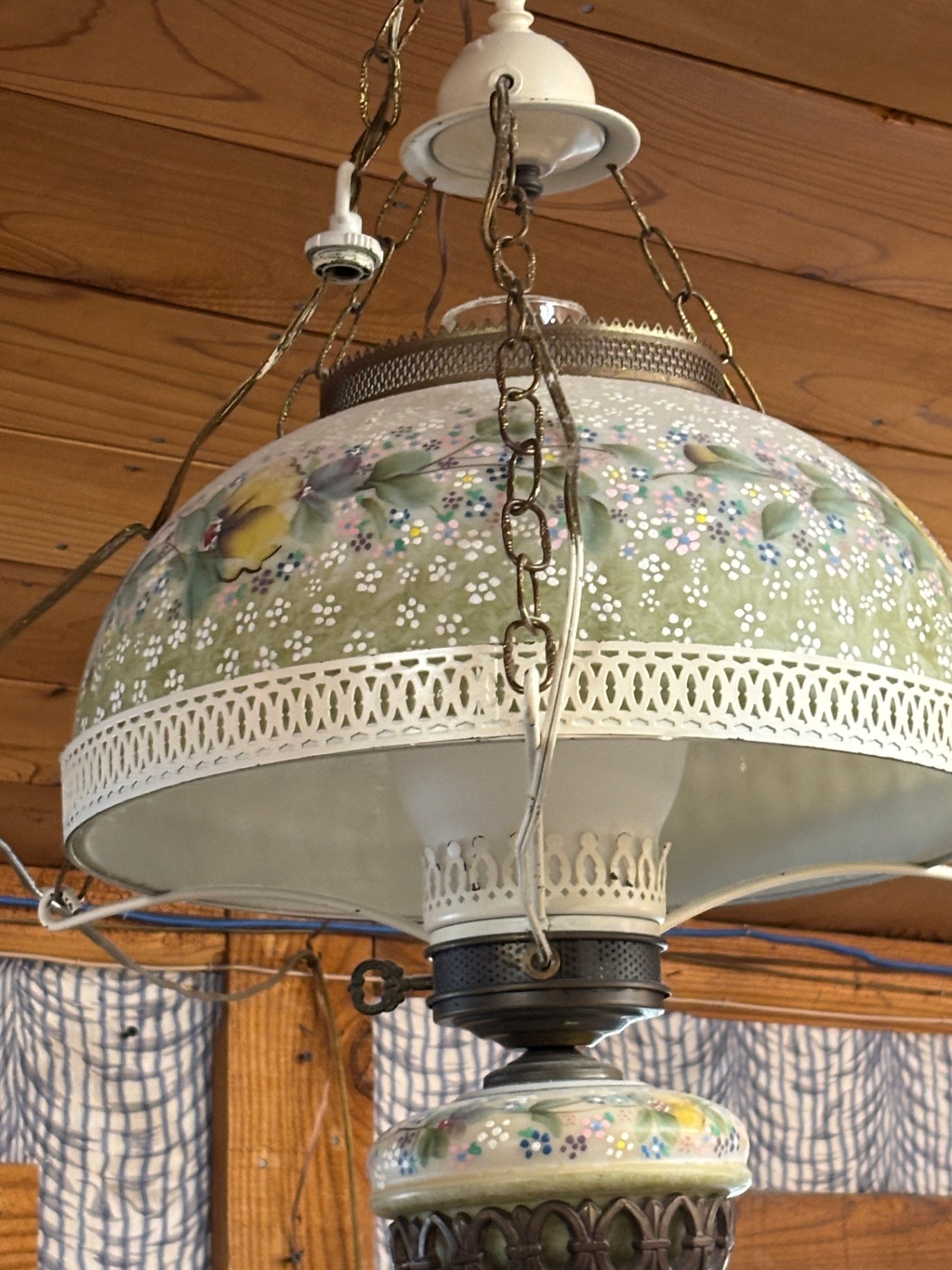 Vintage Hanging Hurricane Lamp Electric