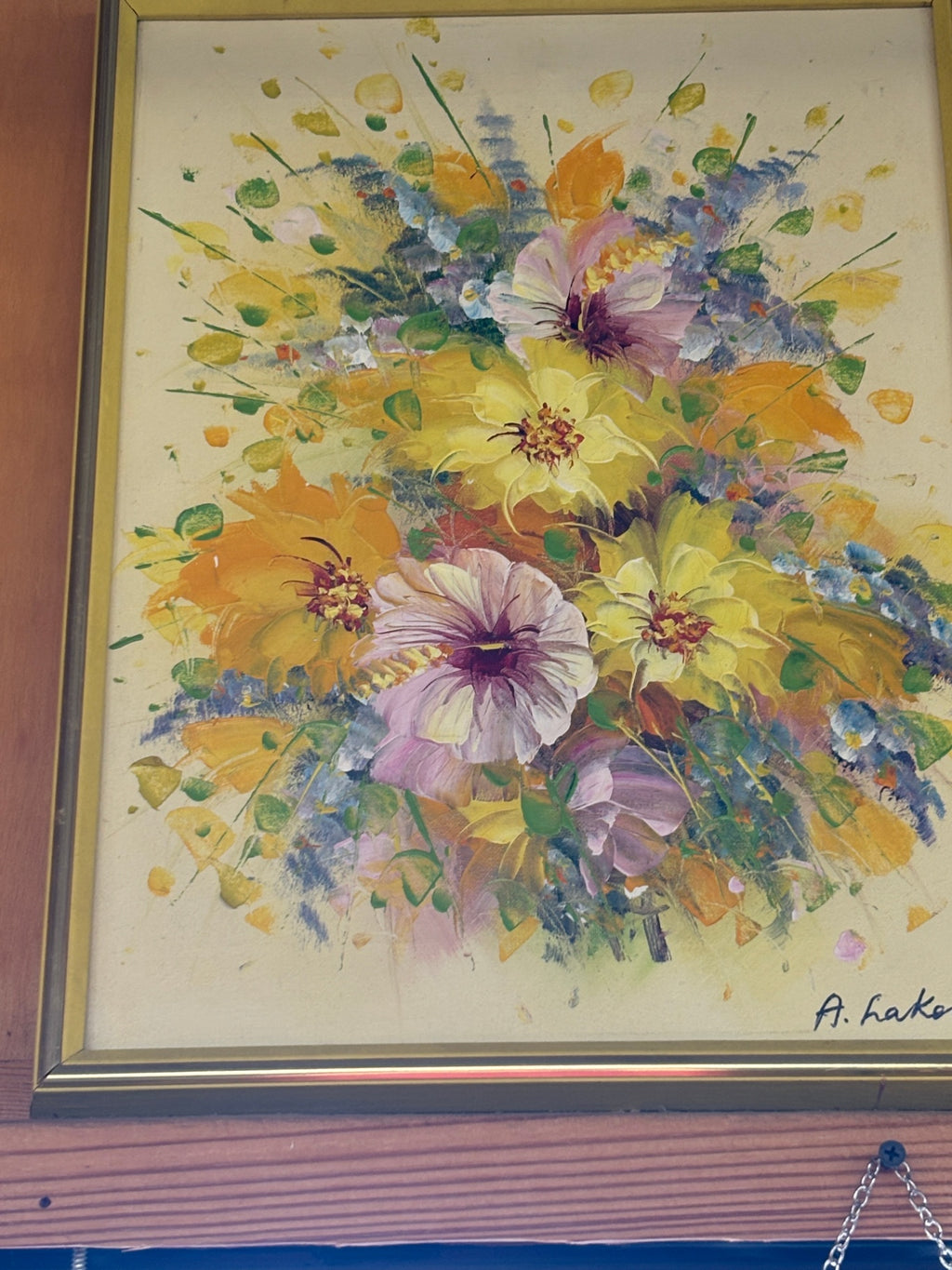 Vintage Signed "A. Hakan" Floral Still Life Oil Painting – Impressionist Bouquet