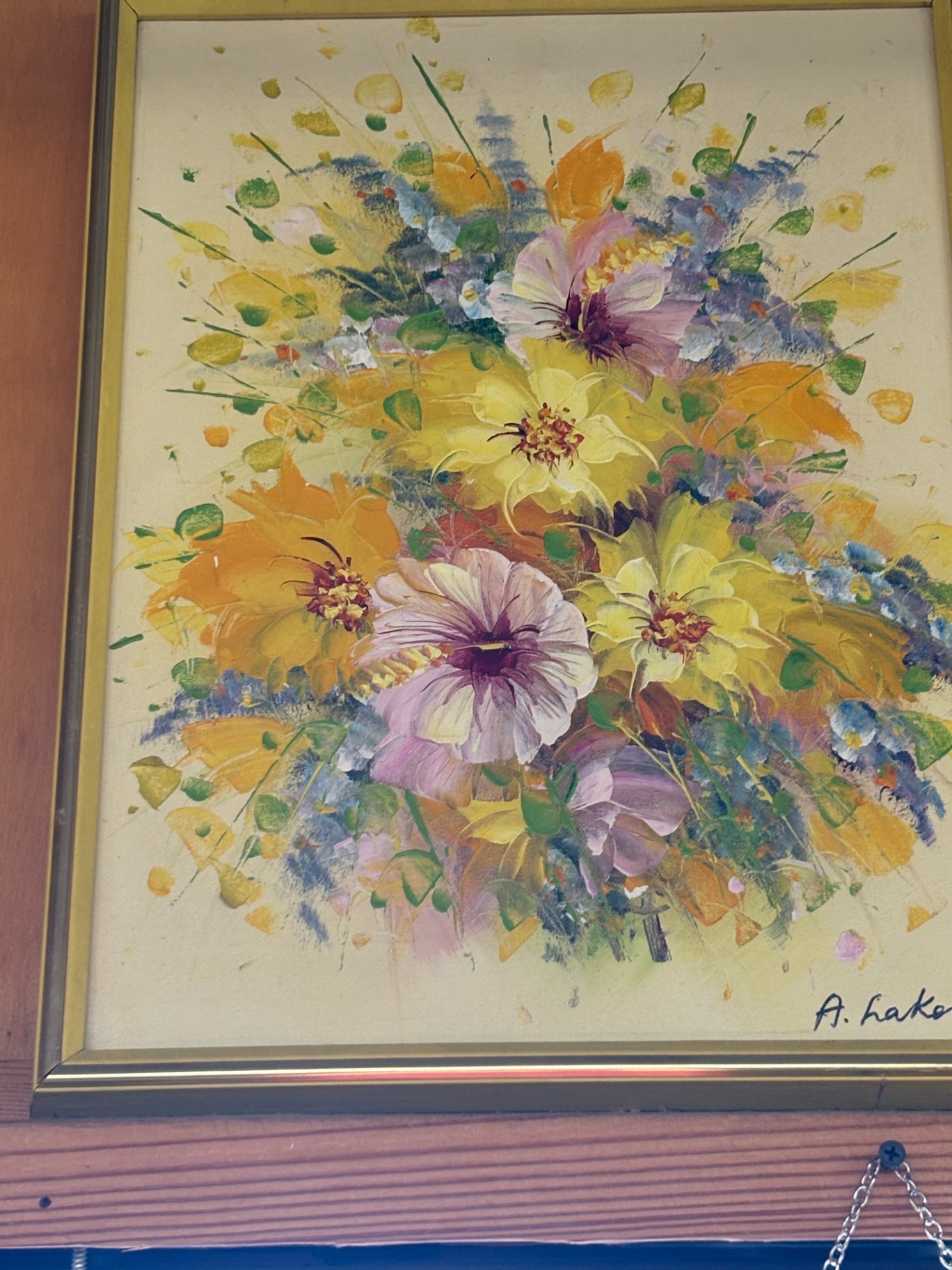 Vintage Signed "A. Hakan" Floral Still Life Oil Painting – Impressionist Bouquet