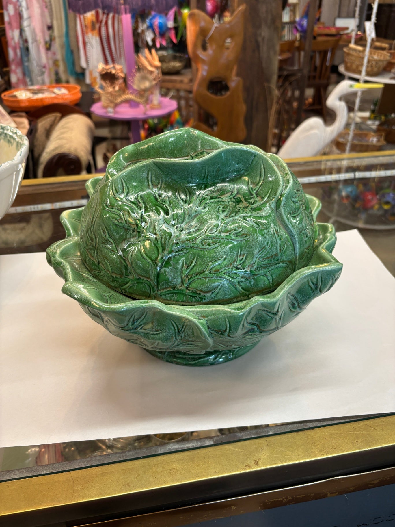 Holland Mold Green Cabbage Bowl With Lid